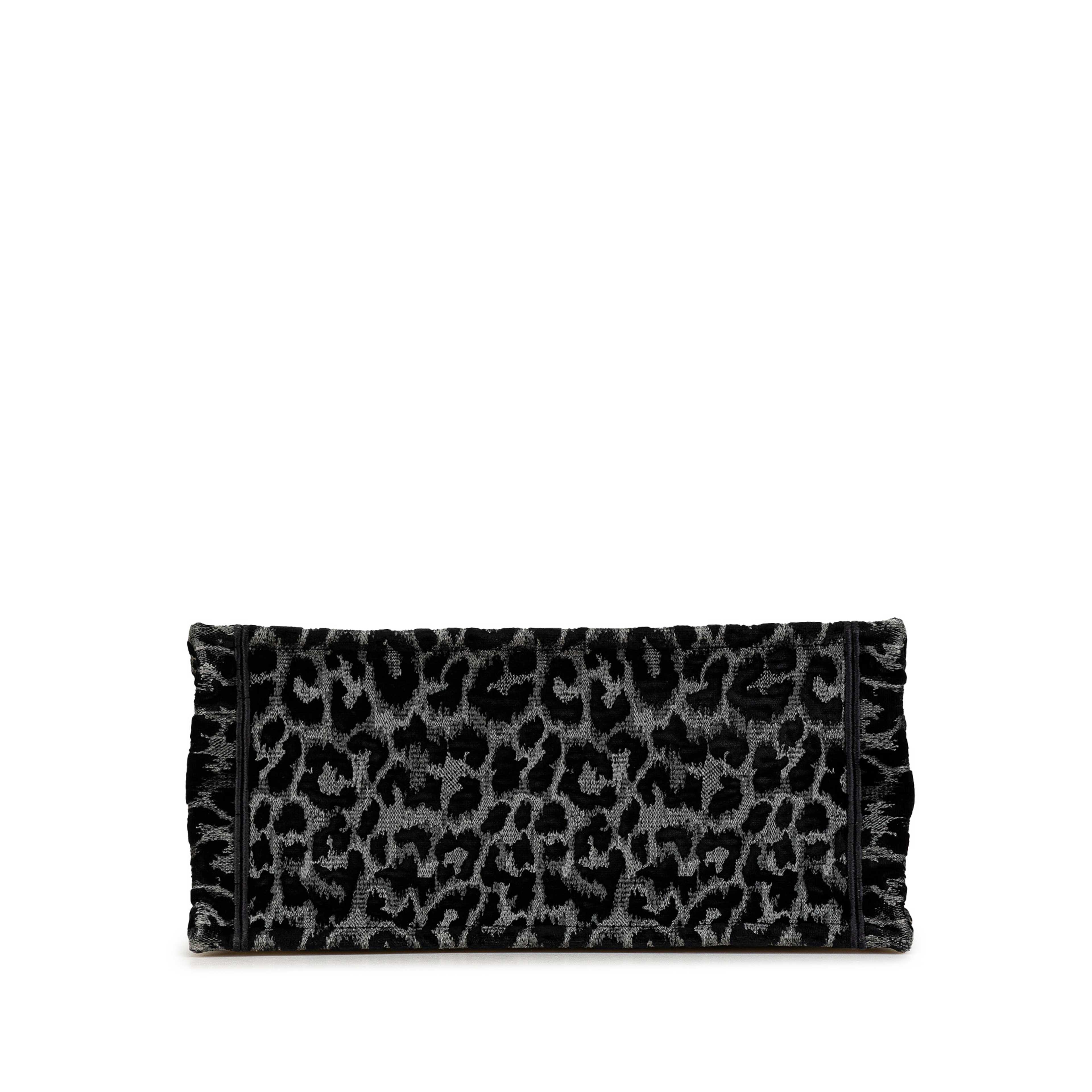 Dior Medium Embroidered Canvas Leopard Mizza Book Tote