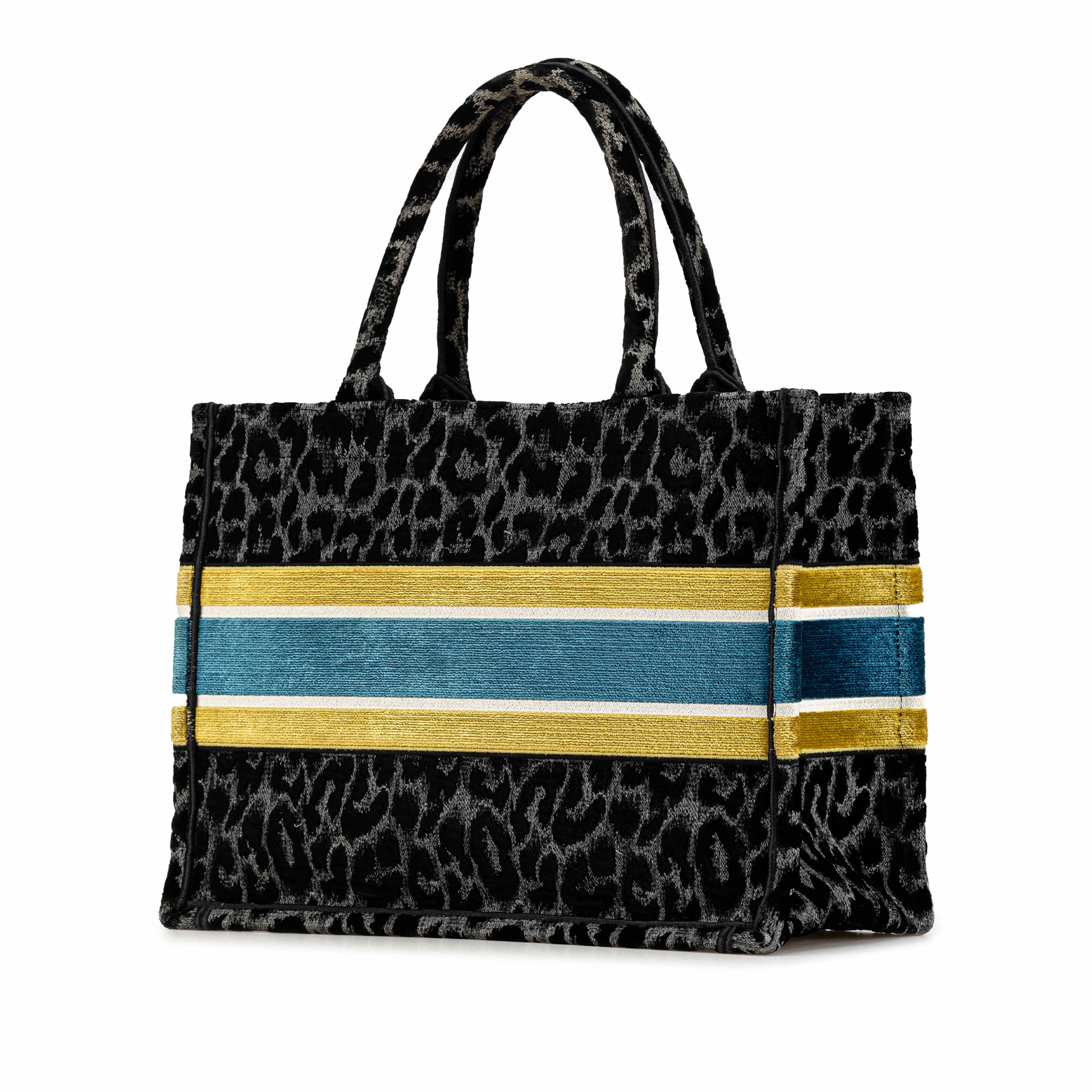 Dior Medium Embroidered Canvas Leopard Mizza Book Tote