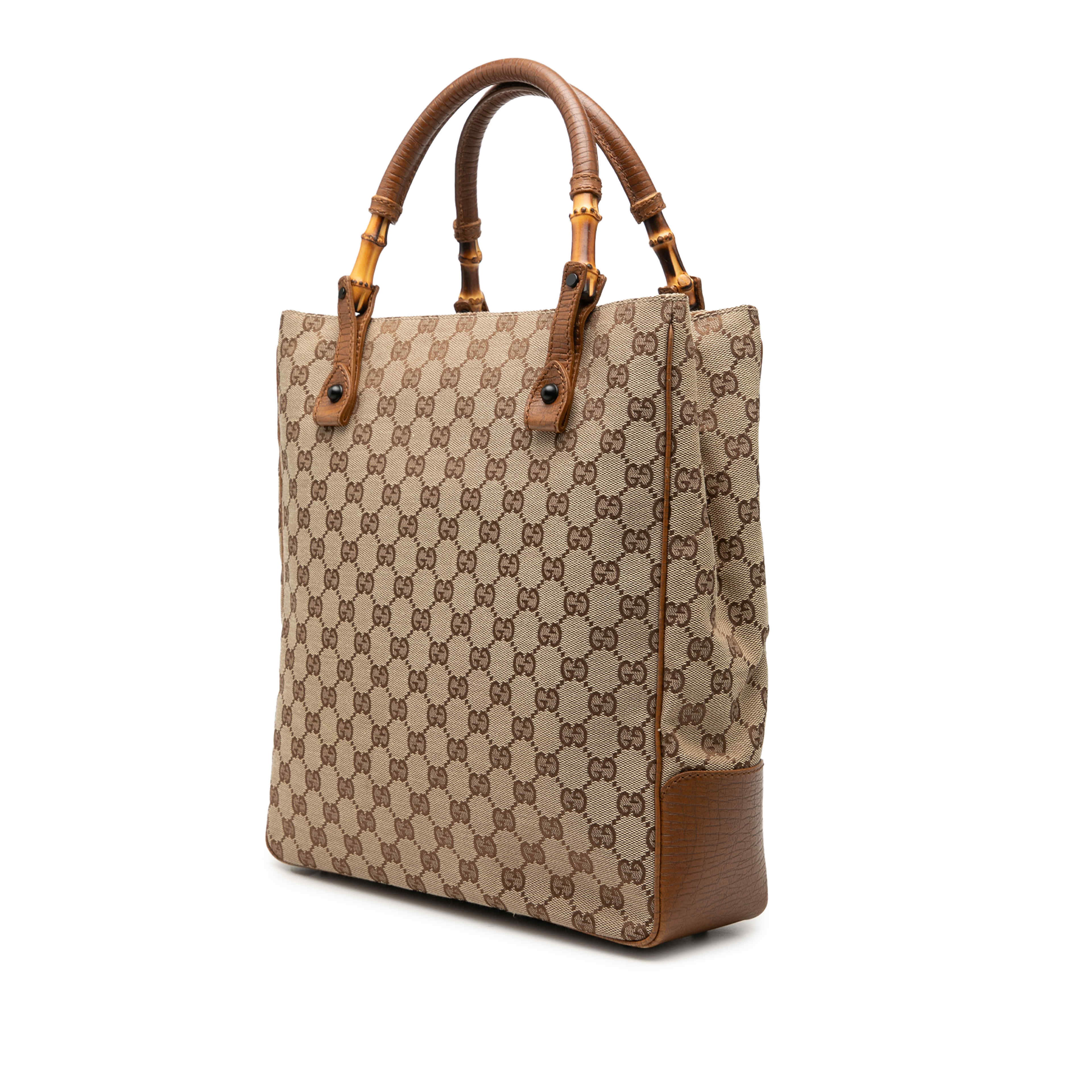 Gucci Gg Canvas Bamboo Tote, från Luxclusif, i färgen beige. Klicka för att öppna bilden i stort format