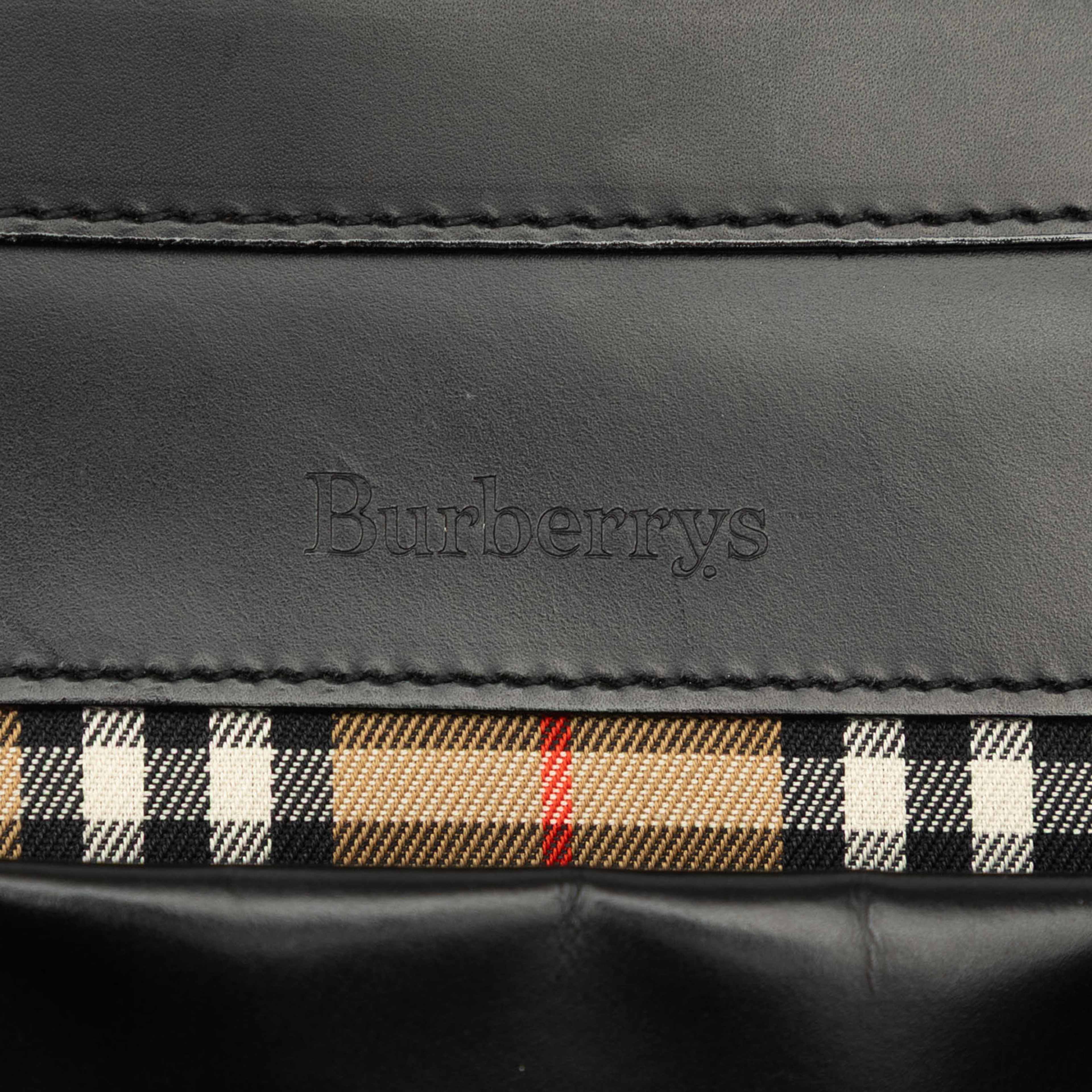 Burberry House Check Trimmed Leather Shoulder Bag, från Luxclusif, i färgen svart. Klicka för att öppna bilden i stort format