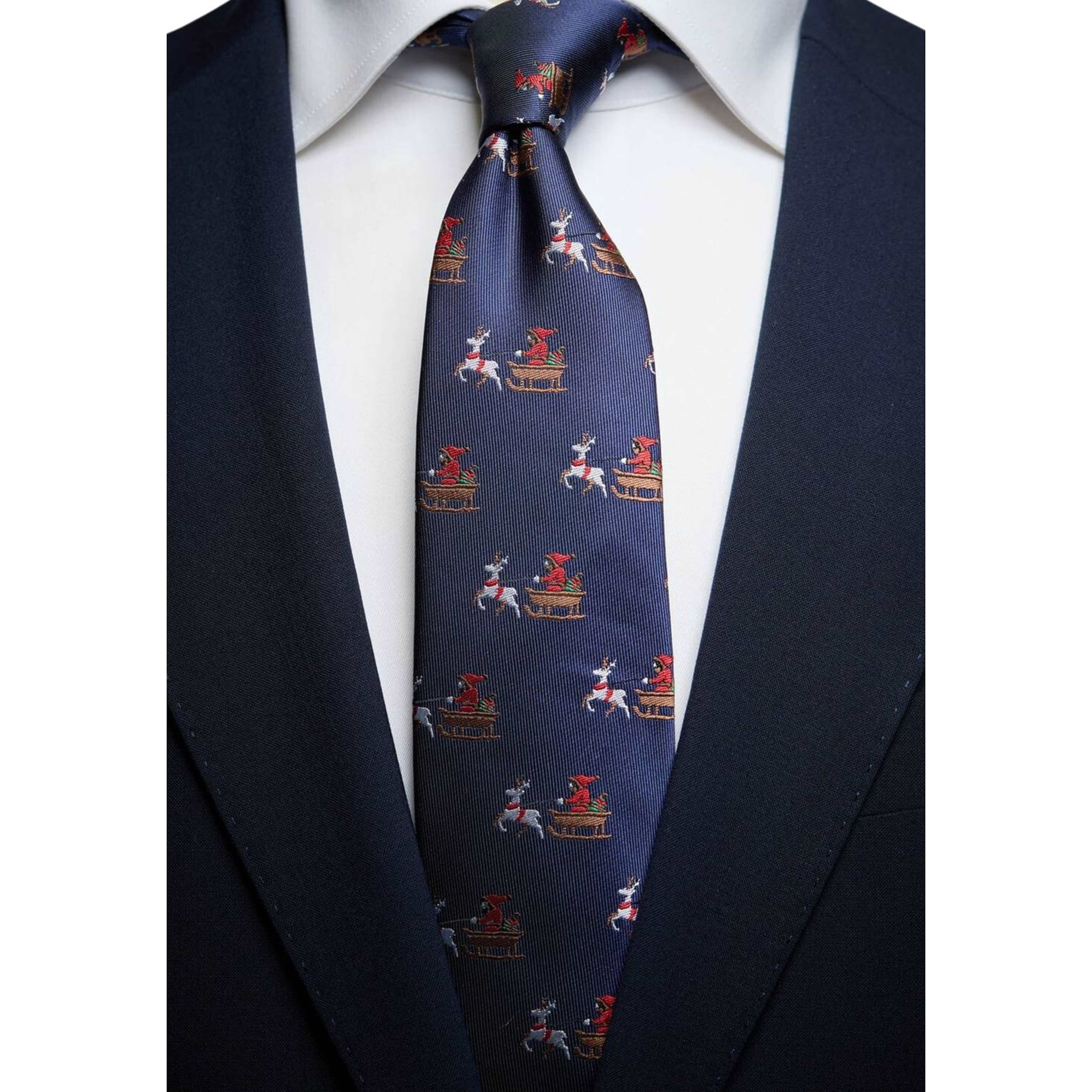 Christmas Santa In A Sleigh Tie