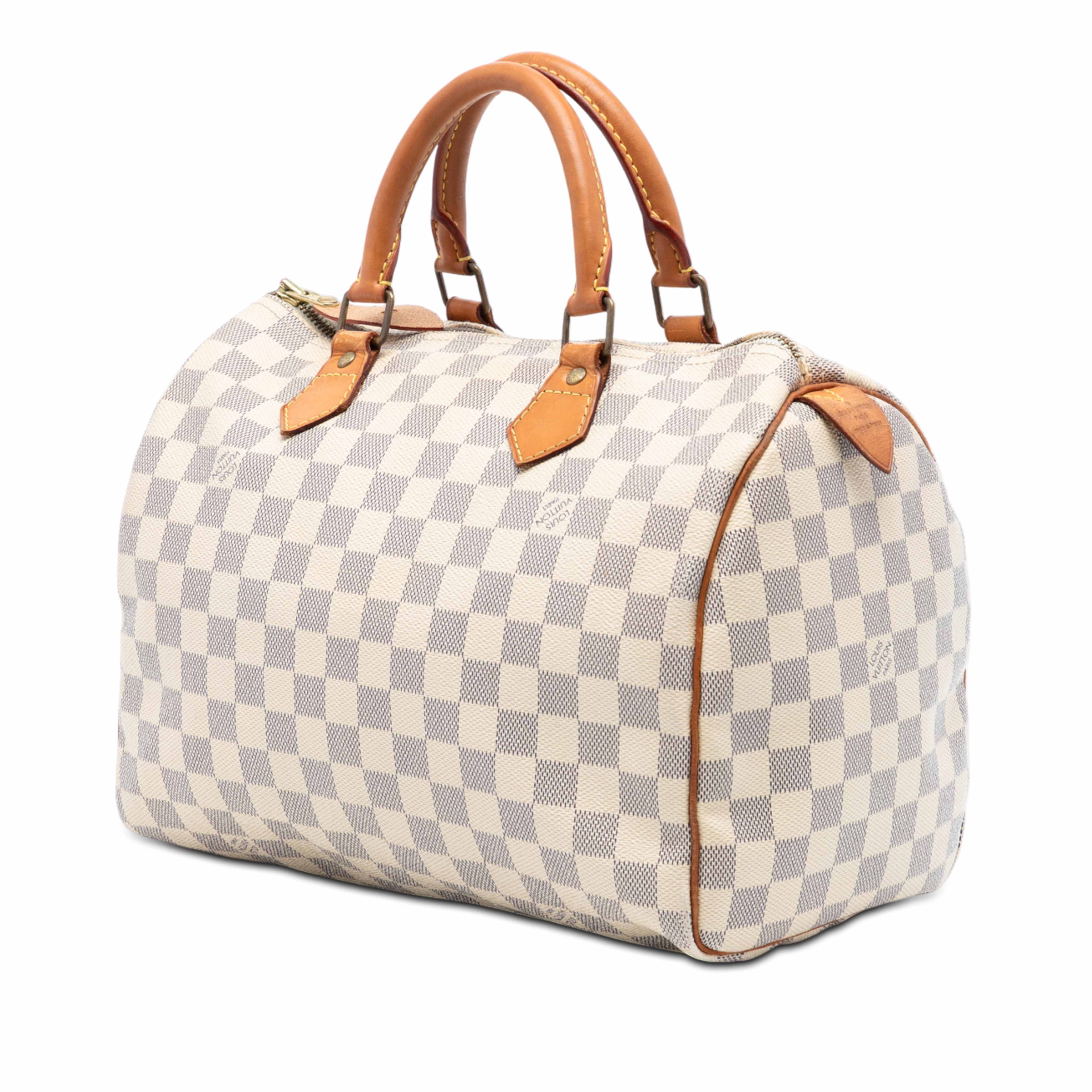 Louis Vuitton Damier Azur Speedy 30, från Luxclusif, i färgen white. Klicka för att öppna bilden i stort format