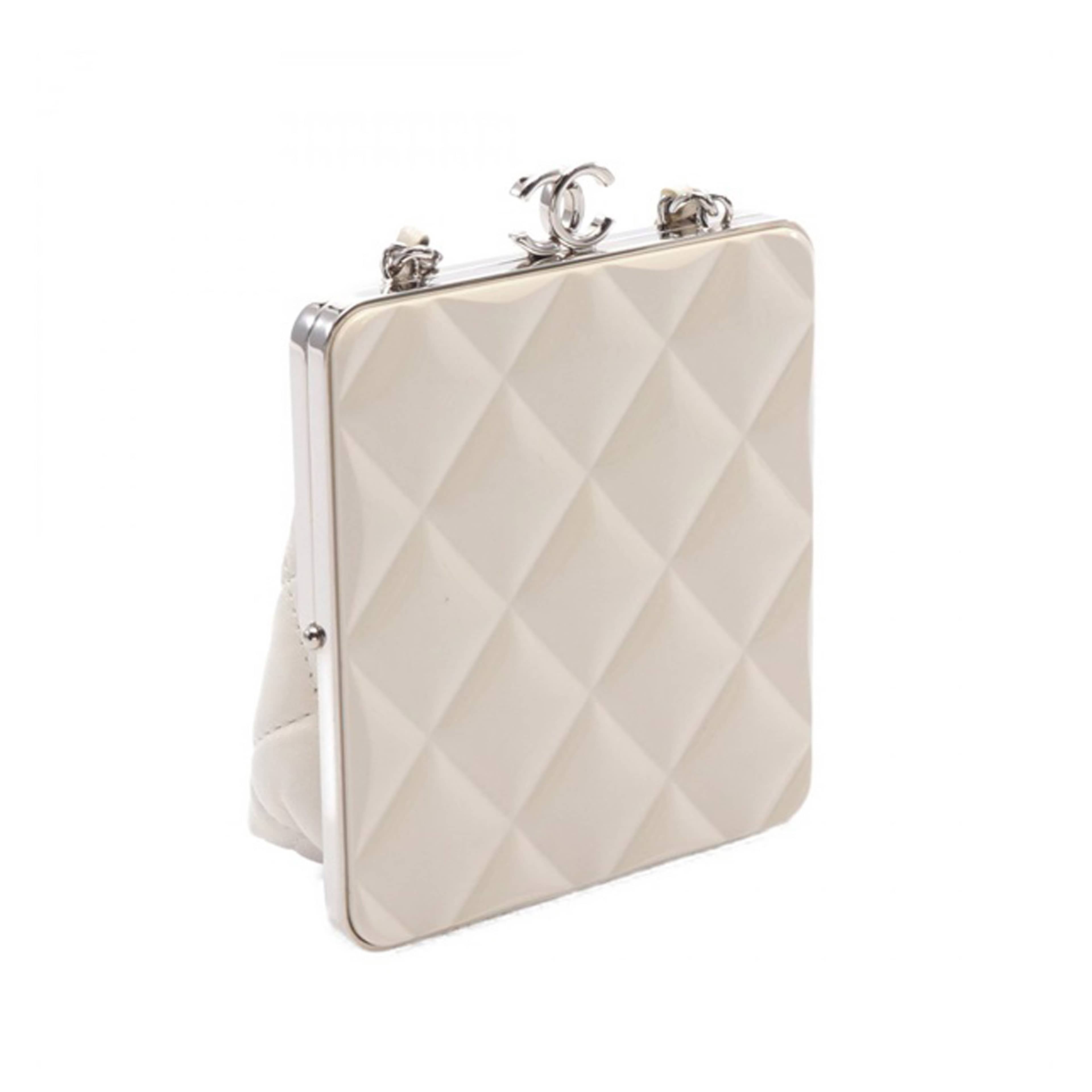 Chanel Lambskin And Plexiglass Kiss Clutch With Chain