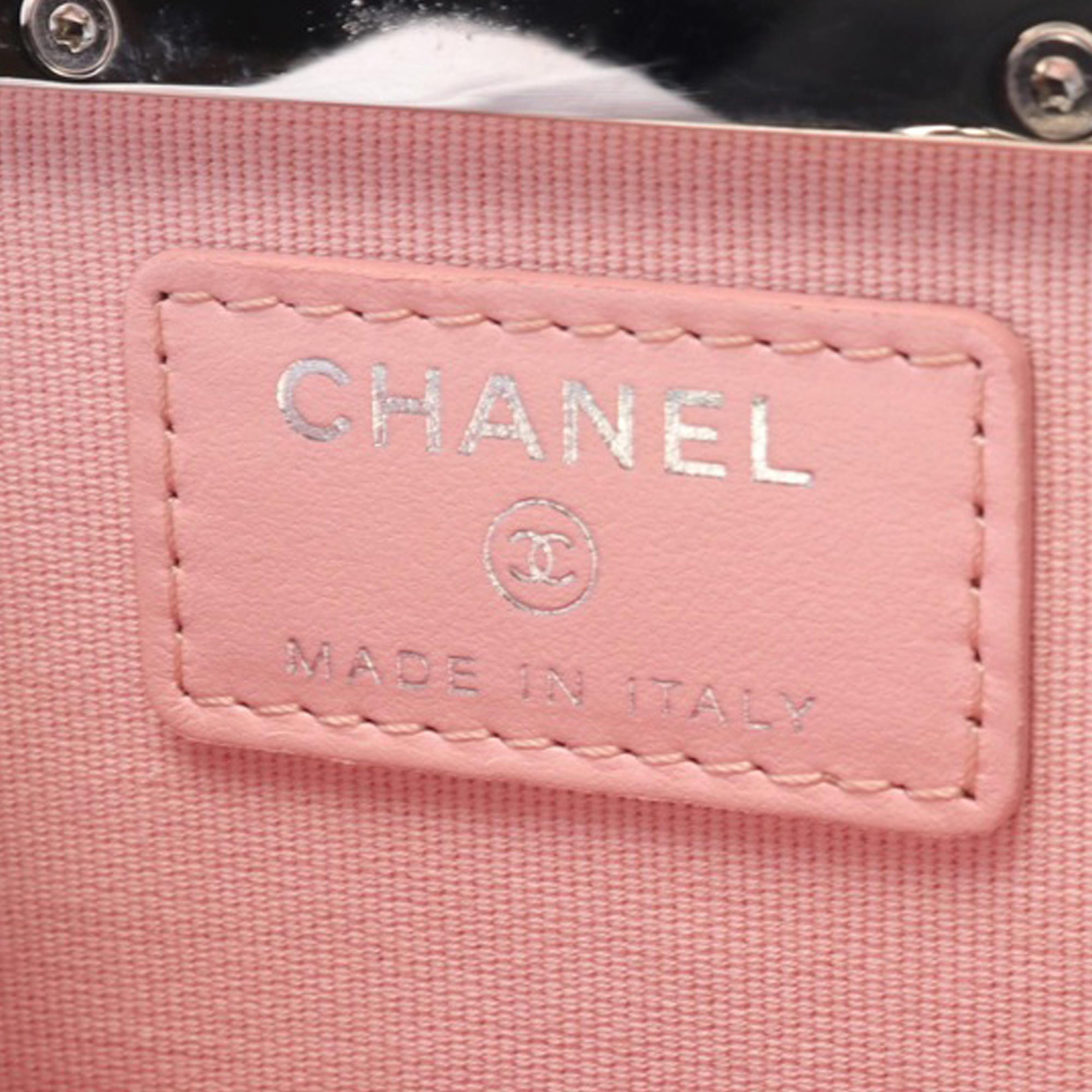 Chanel Lambskin And Plexiglass Kiss Clutch With Chain