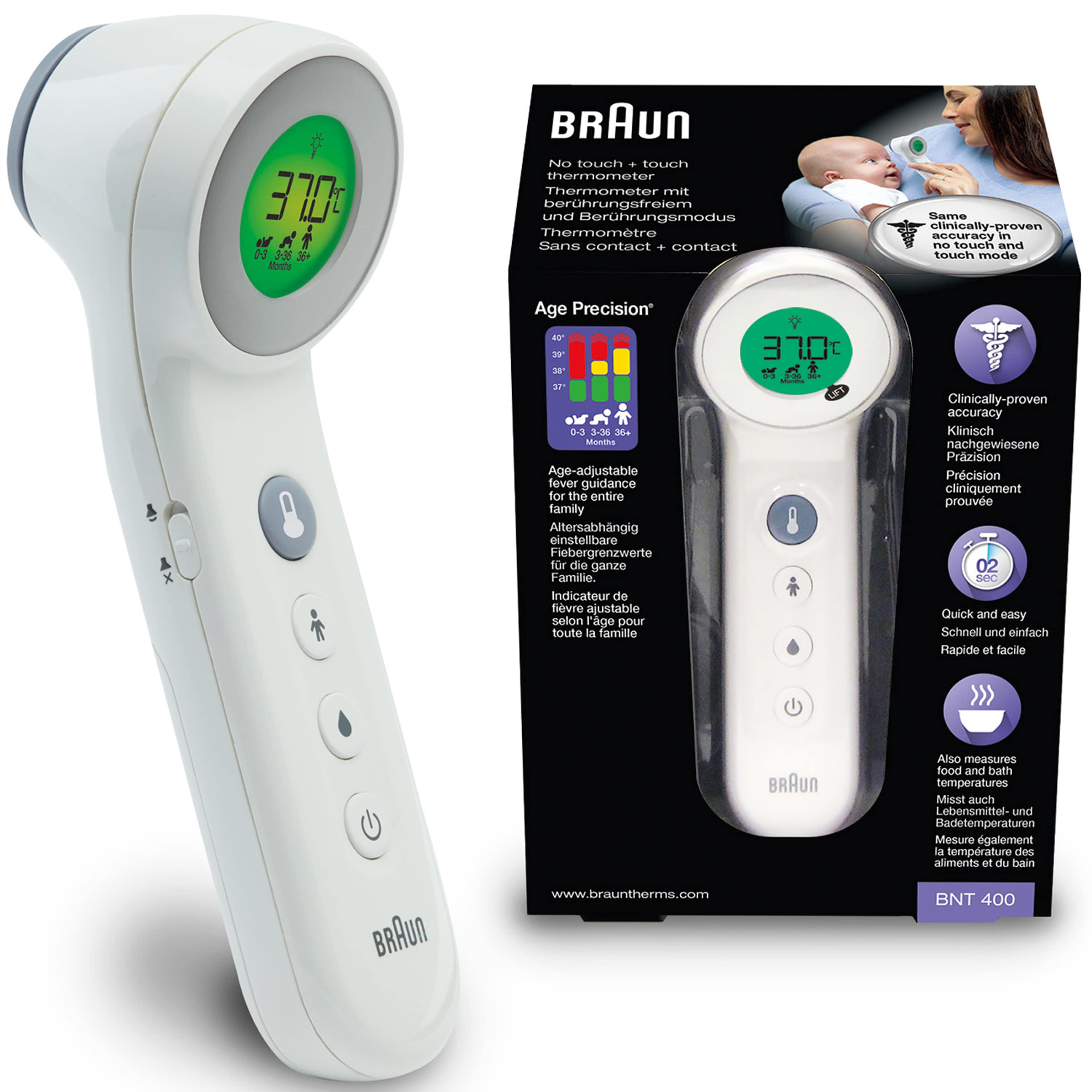 Febertermometer No Touch Bnt400ee, från Braun, i färgen vit. Klicka för att öppna bilden i stort format