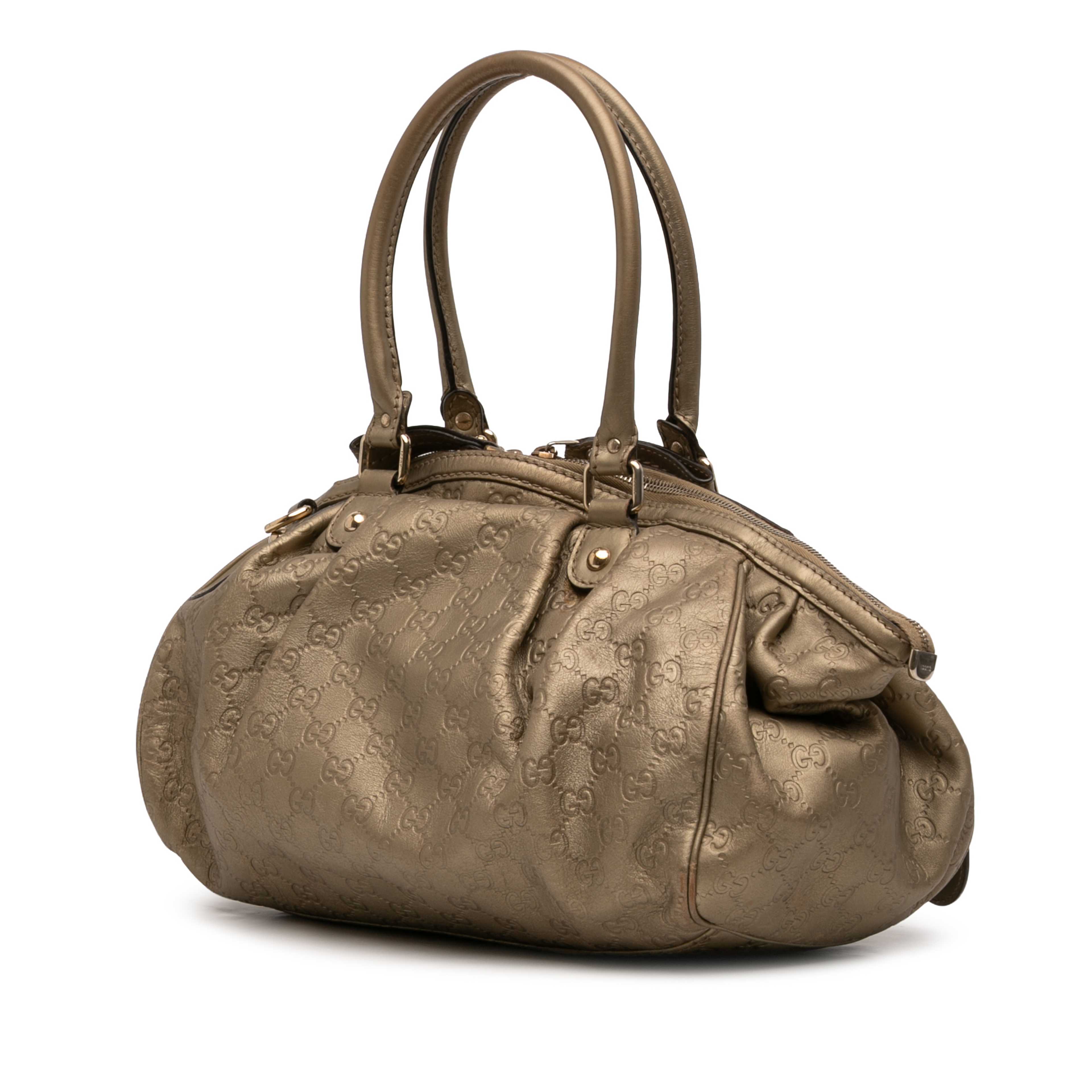 Gucci Guccissima Sukey Satchel, från Luxclusif, i färgen brun. Klicka för att öppna bilden i stort format