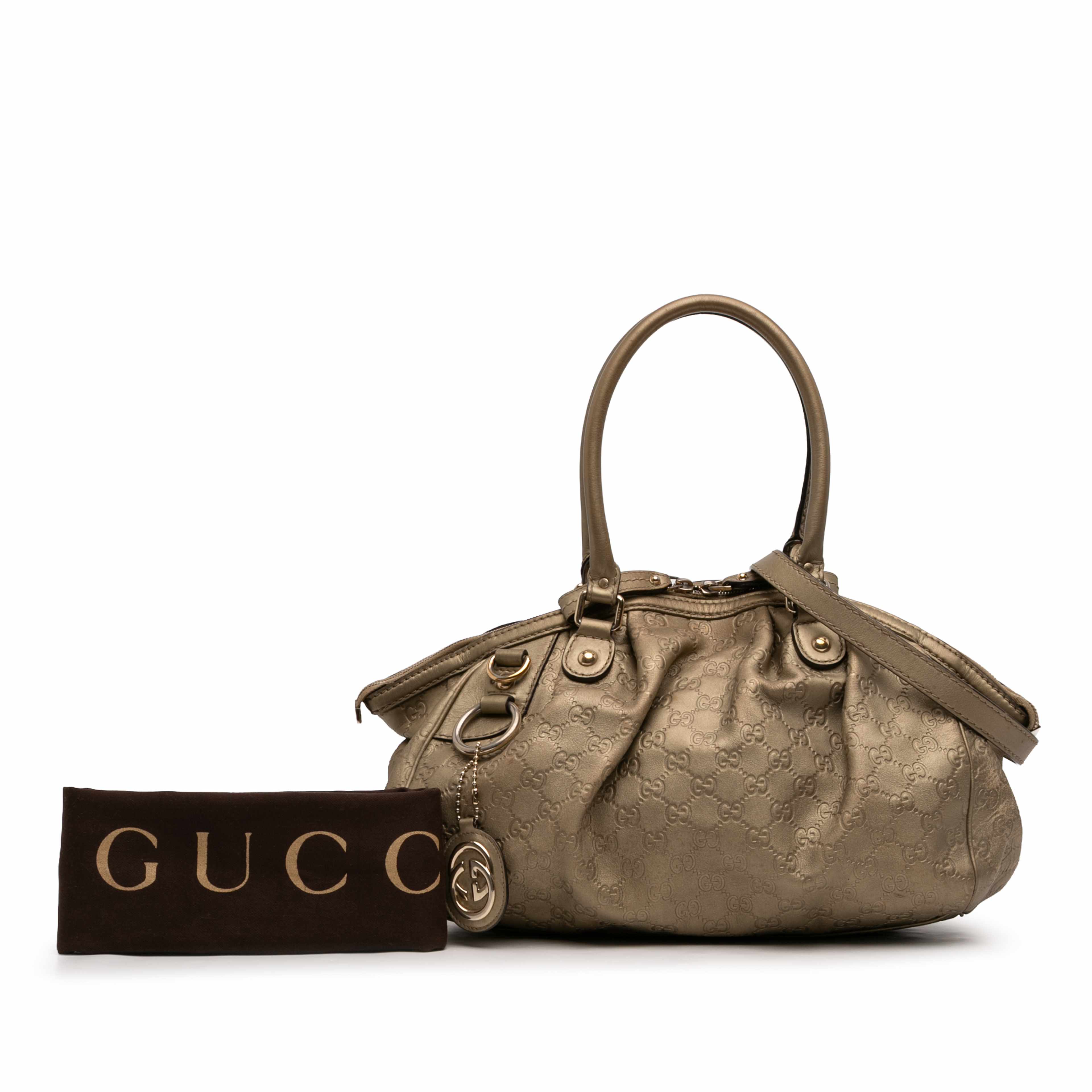 Gucci Guccissima Sukey Satchel, från Luxclusif, i färgen brun. Klicka för att öppna bilden i stort format