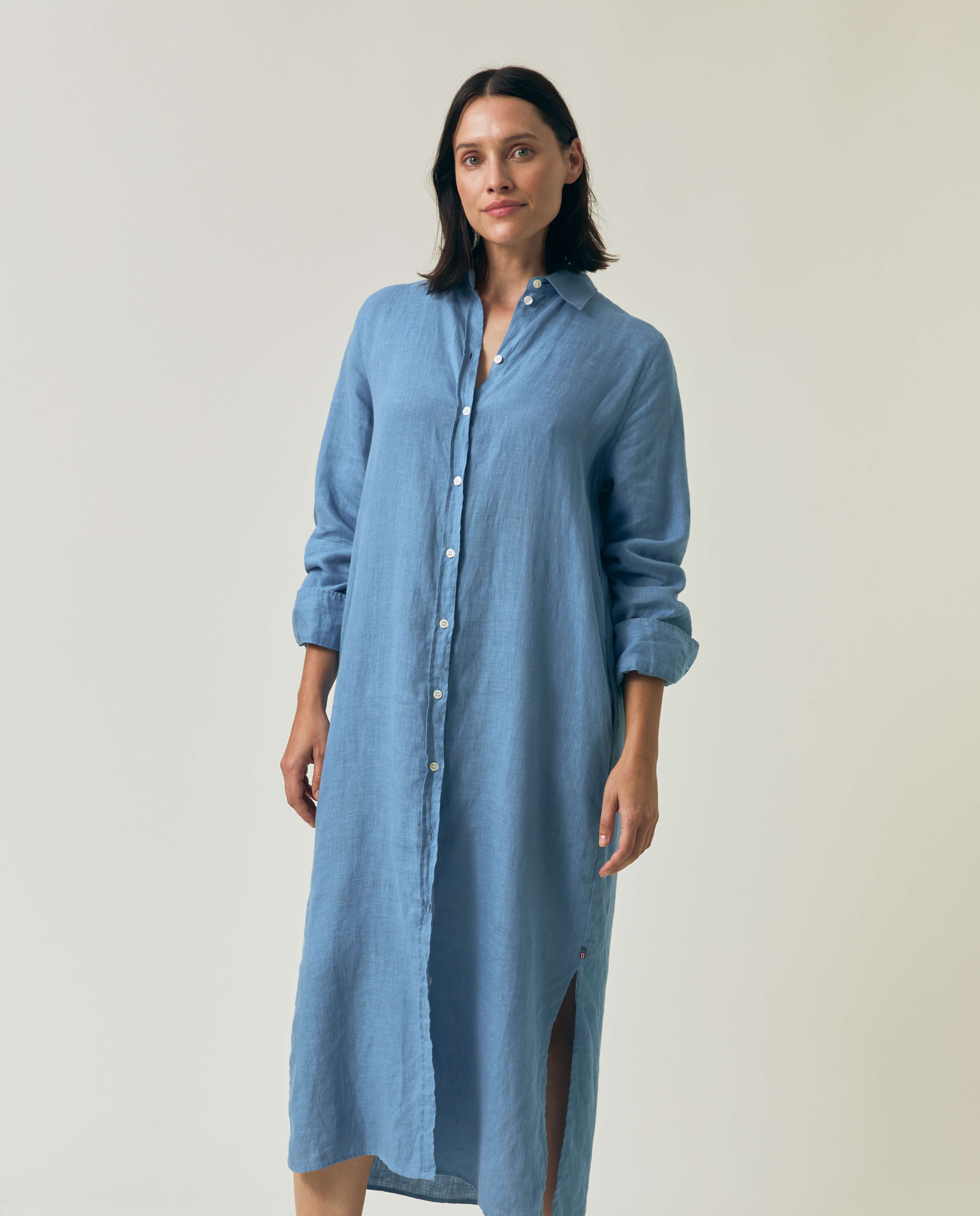 Long Linen Shirt Dress