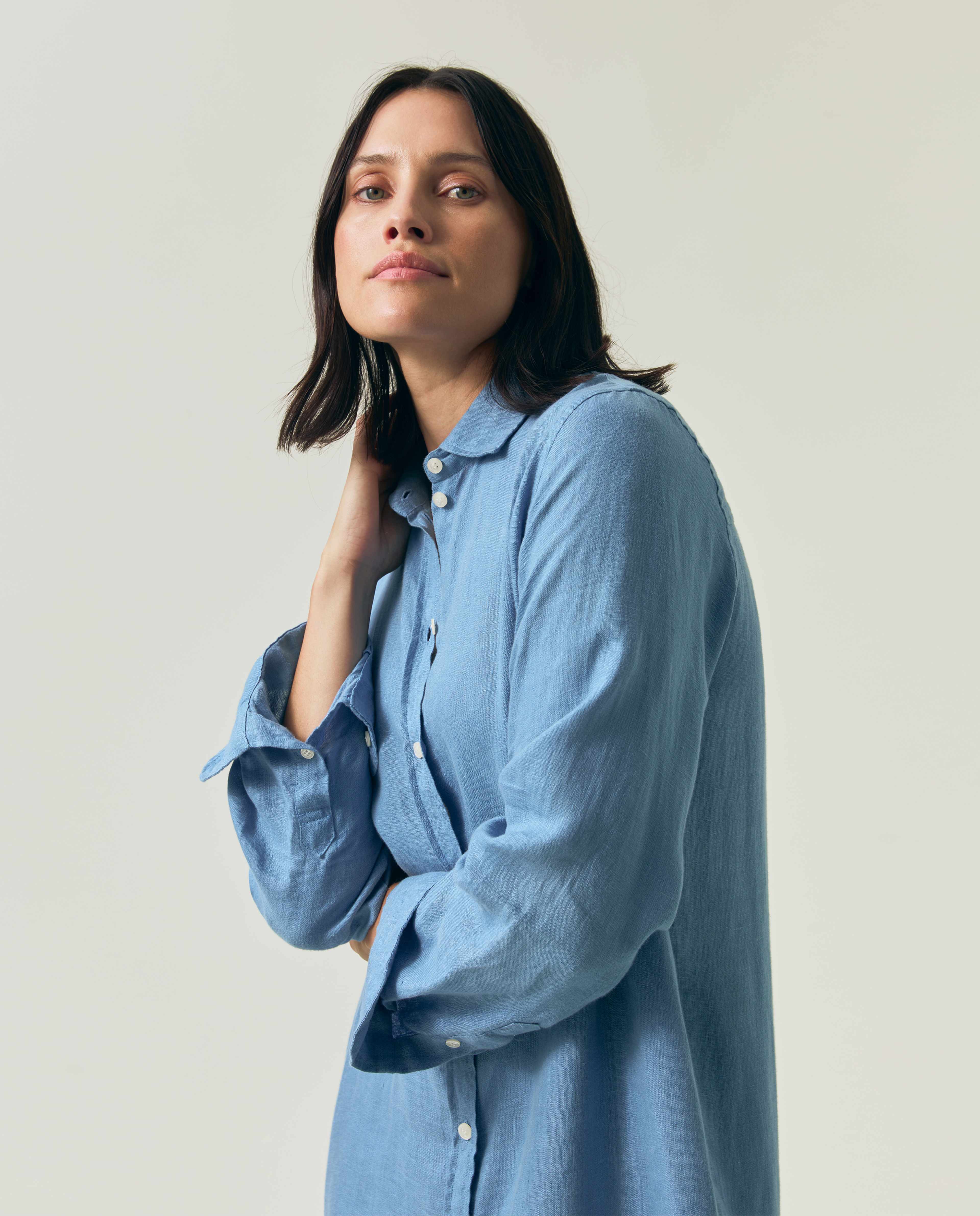 Long Linen Shirt Dress