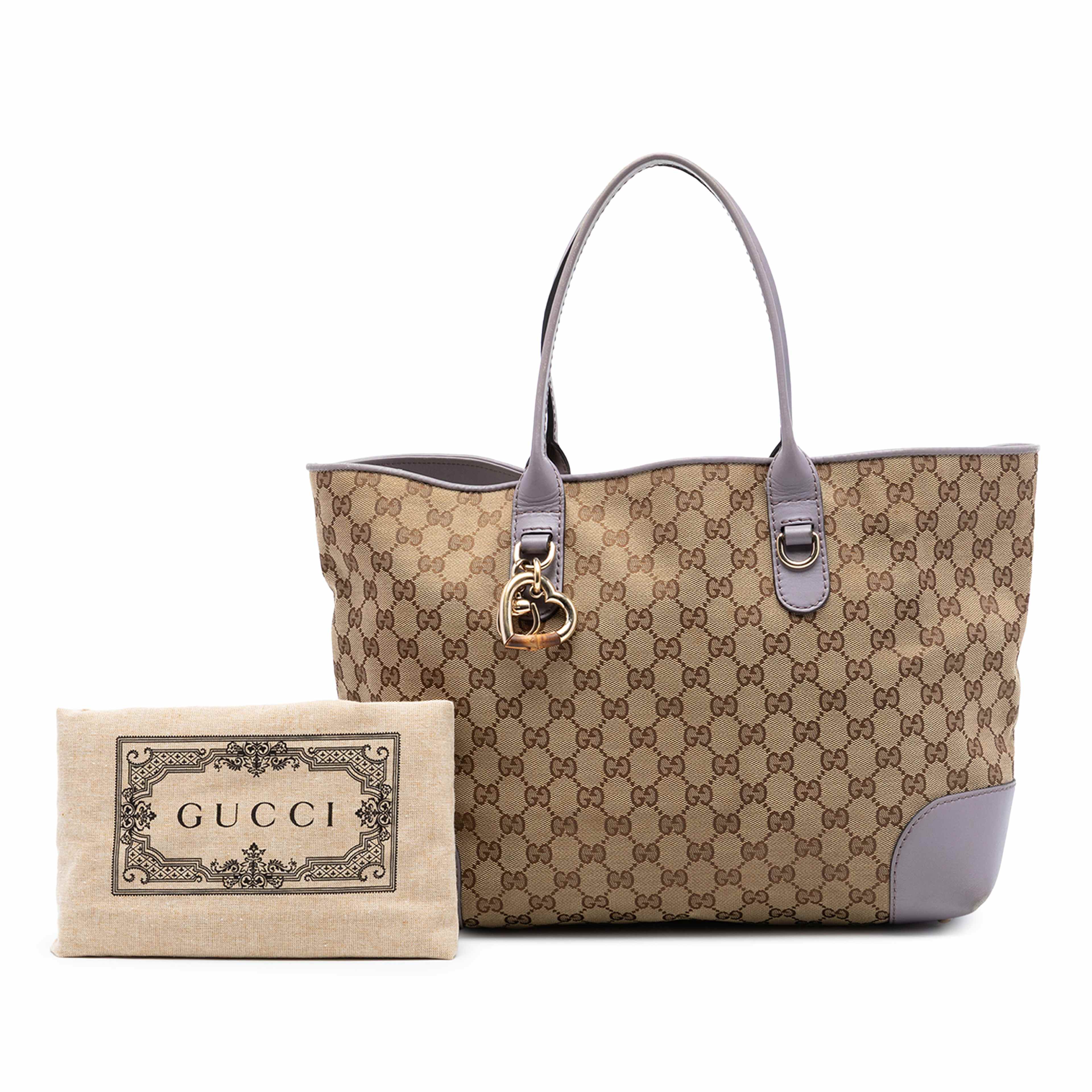 Gucci Gg Canvas Heart Bit Tote, från Luxclusif, i färgen purpur. Klicka för att öppna bilden i stort format