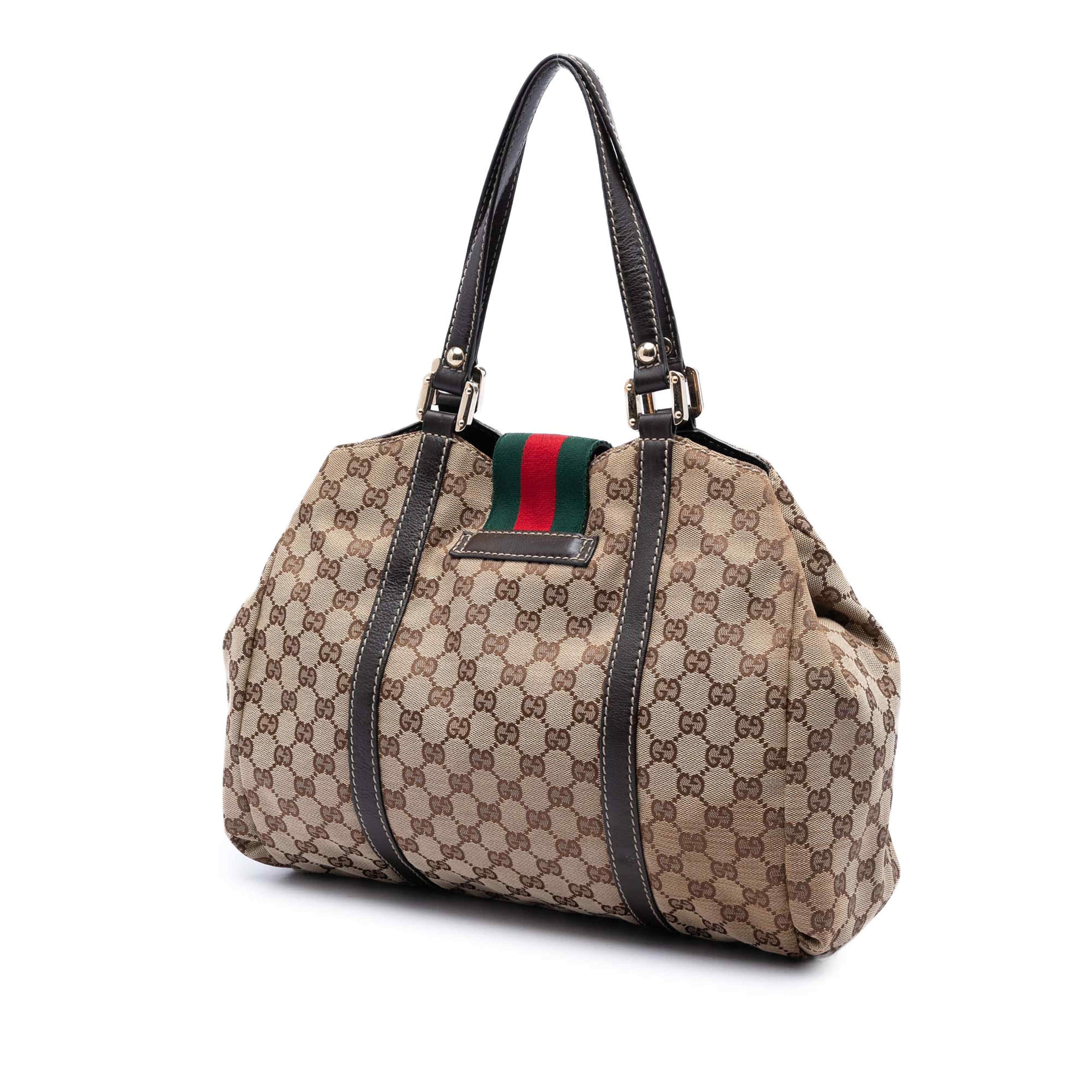 Gucci Gg Canvas Web New Ladies Tote, från Luxclusif, i färgen beige. Klicka för att öppna bilden i stort format