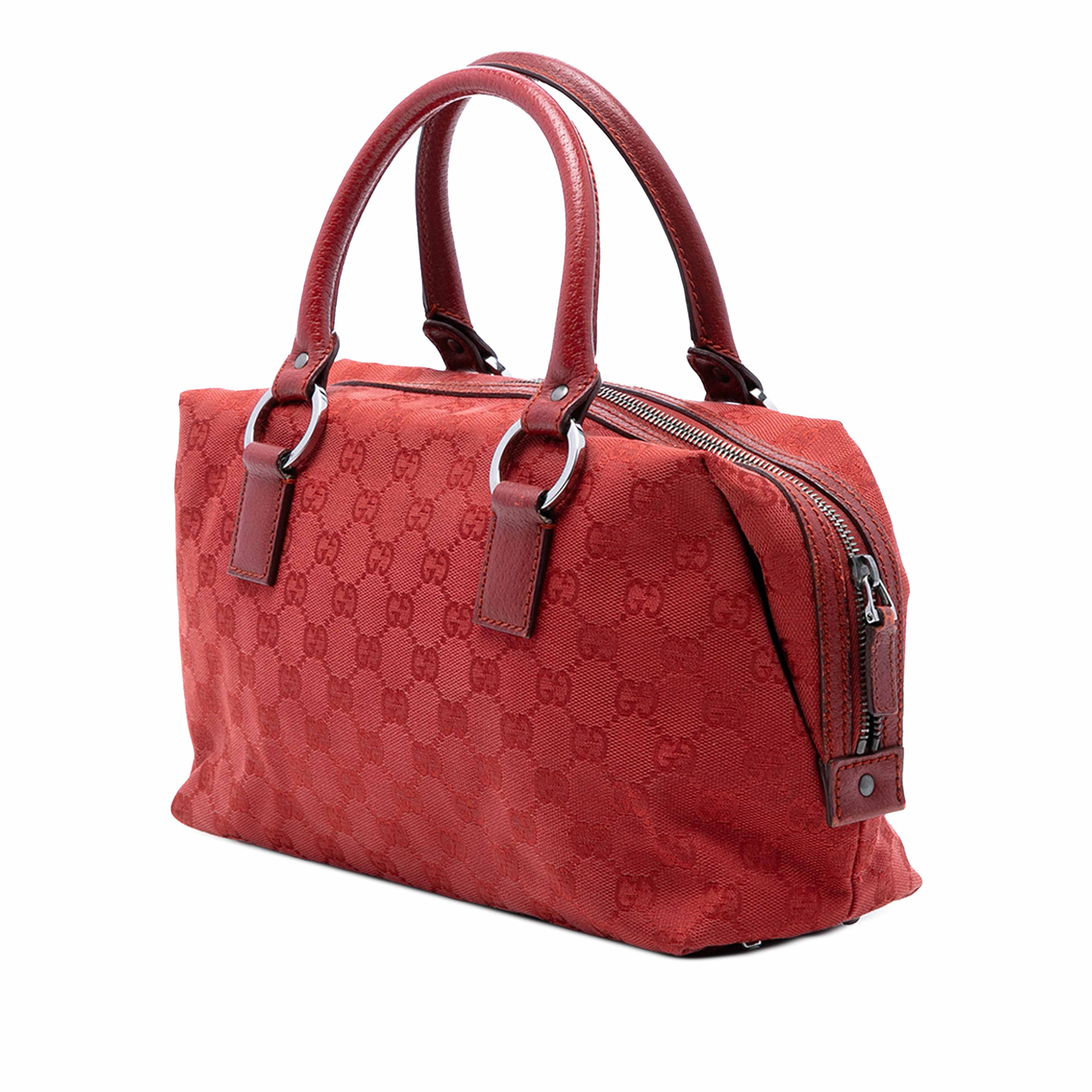 Gucci Gg Canvas Boston Bag, från Luxclusif, i färgen röd. Klicka för att öppna bilden i stort format