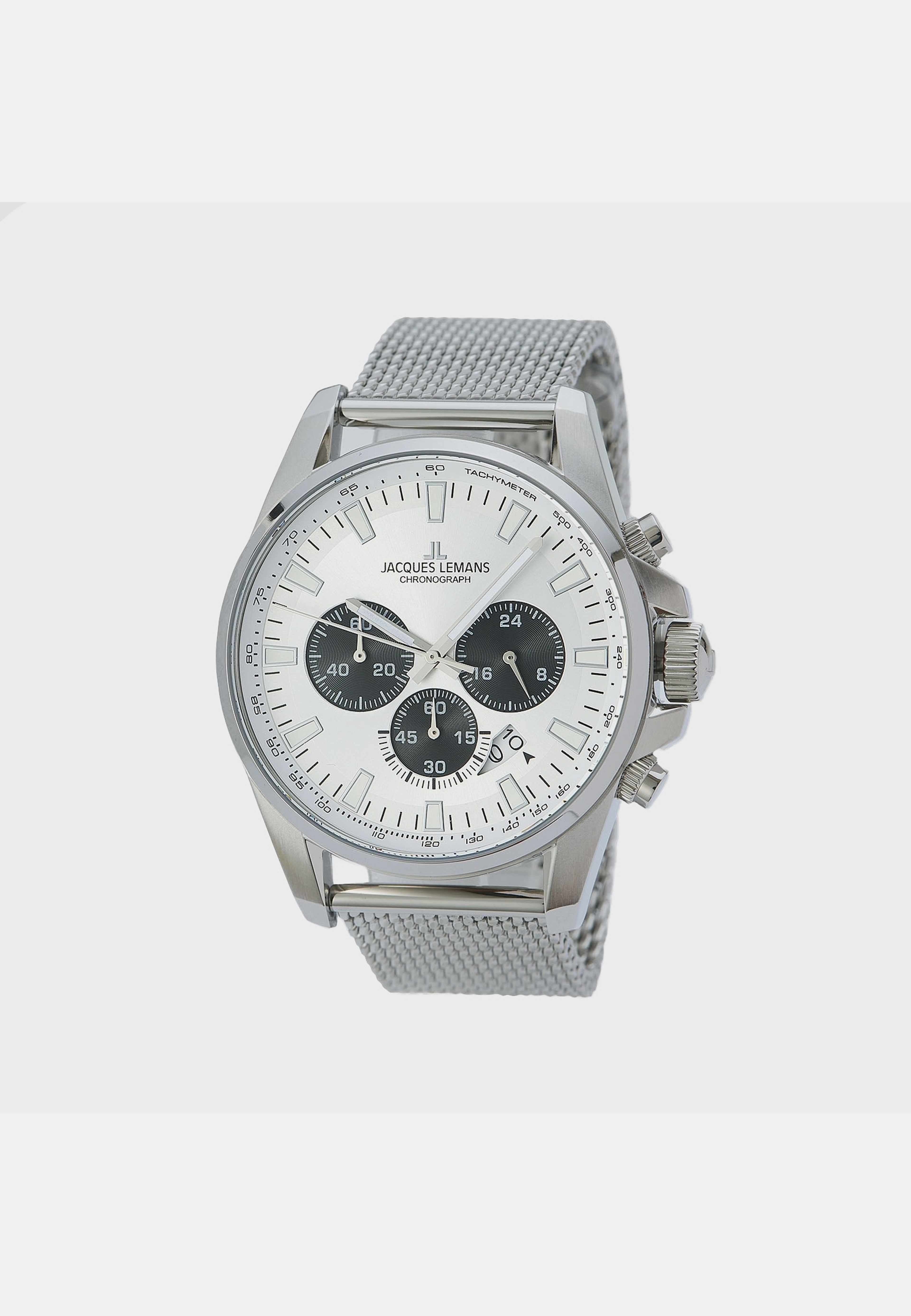 Jacques Lemans Liverpool Herr Vit/stål, Mesh-länk - 1-1876k, från Jacques Lemans, i färgen silver. Klicka för att öppna bilden i stort format