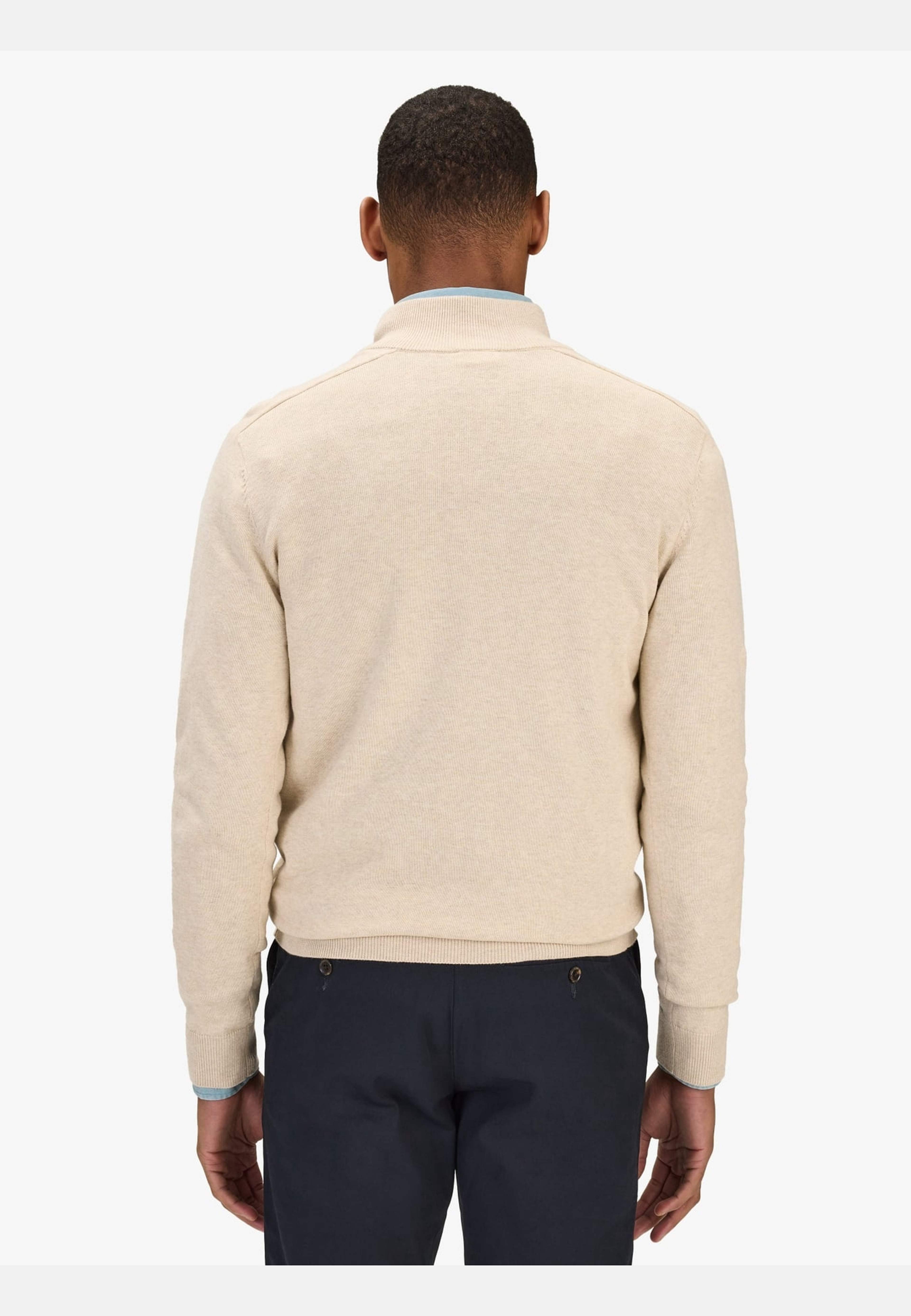 Cotton Plain Knitted Half Zipper Sweater (alex), från John Henric, i färgen beige. Klicka för att öppna bilden i stort format