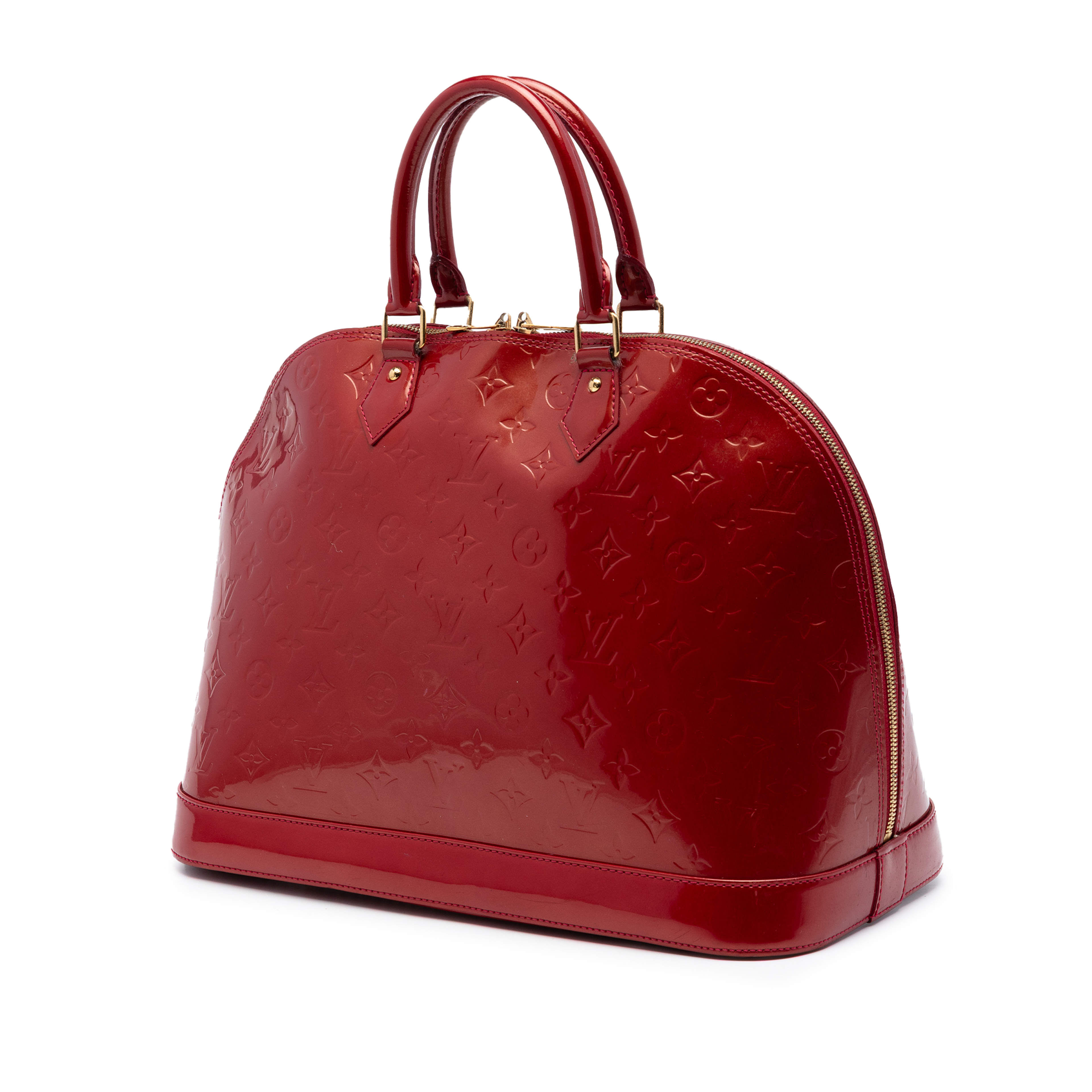 Louis Vuitton Monogram Vernis Alma Gm, från Luxclusif, i färgen röd. Klicka för att öppna bilden i stort format