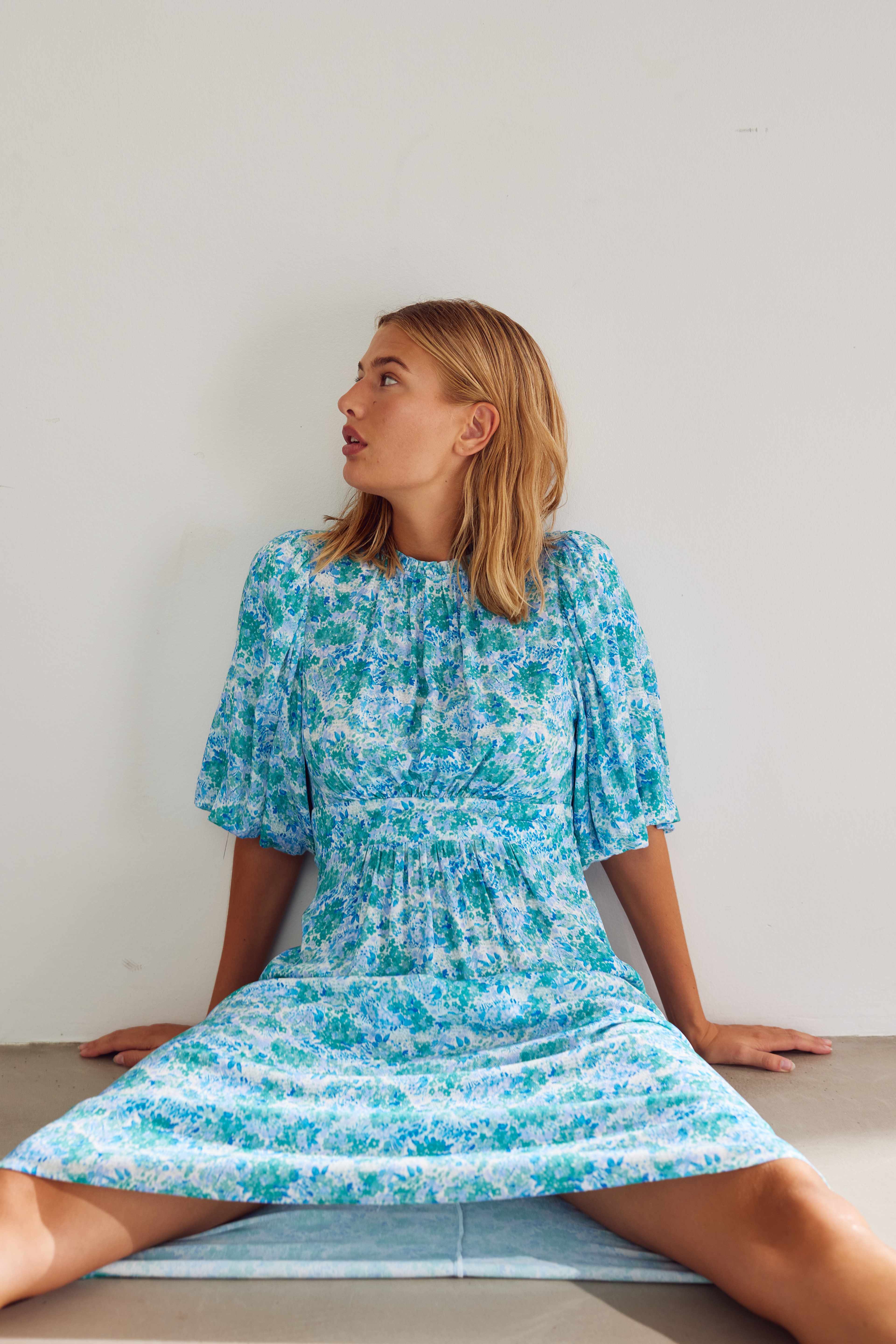 Ruth Dress - Cindy Blue Print