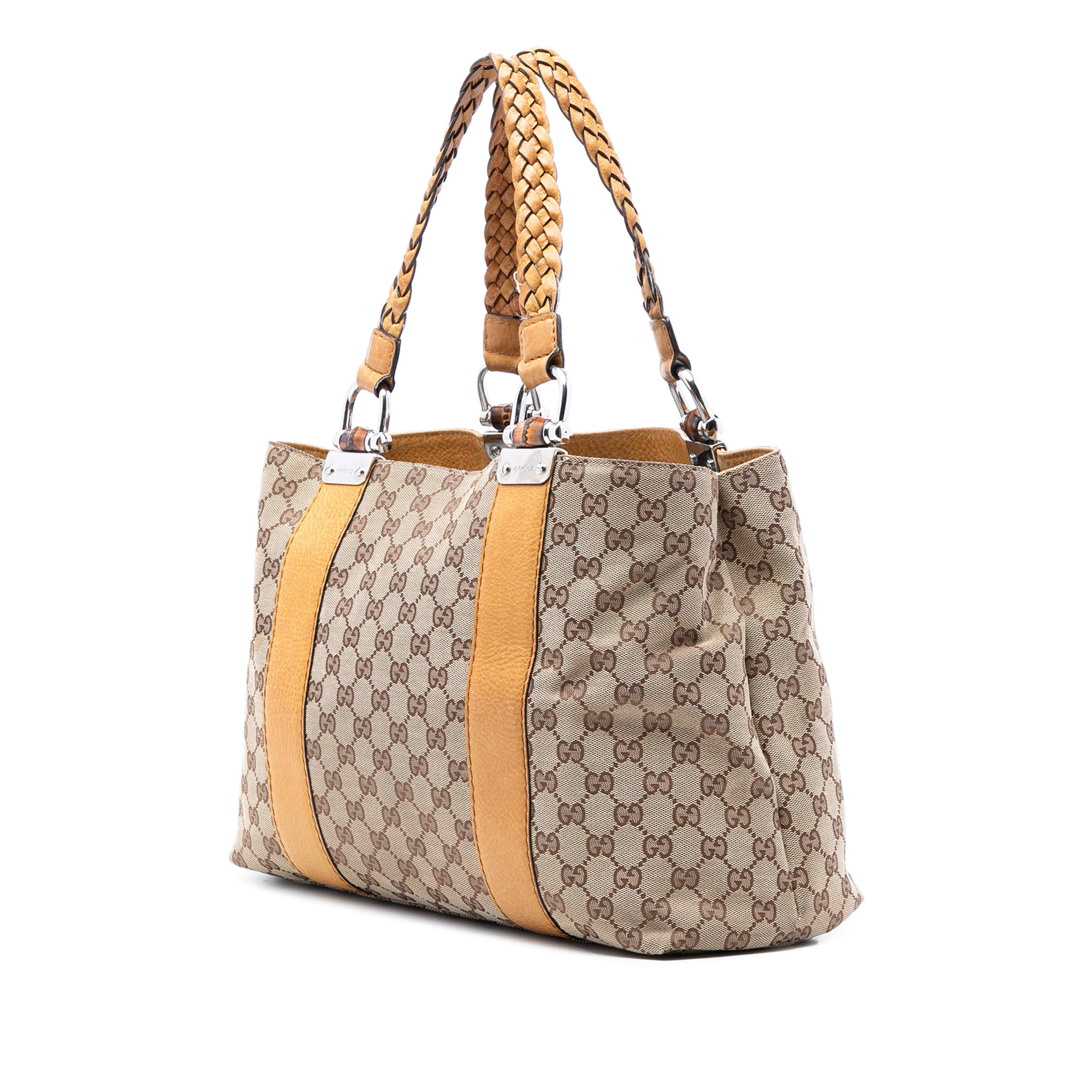 Gucci Gg Canvas Bamboo Libeccio Tote, från Luxclusif, i färgen beige. Klicka för att öppna bilden i stort format