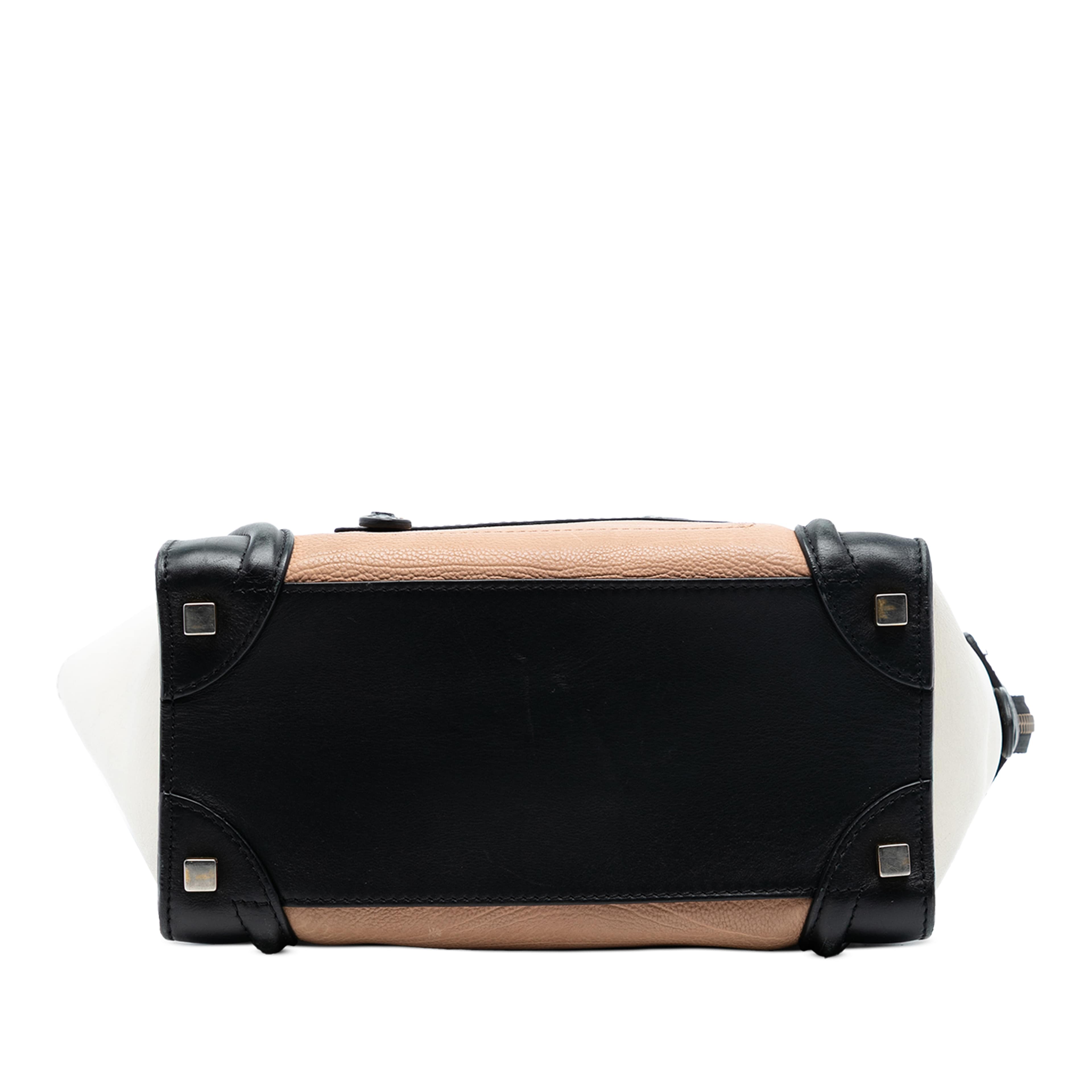 Celine Micro Tricolor Leather Luggage Tote, från Luxclusif, i färgen nude. Klicka för att öppna bilden i stort format