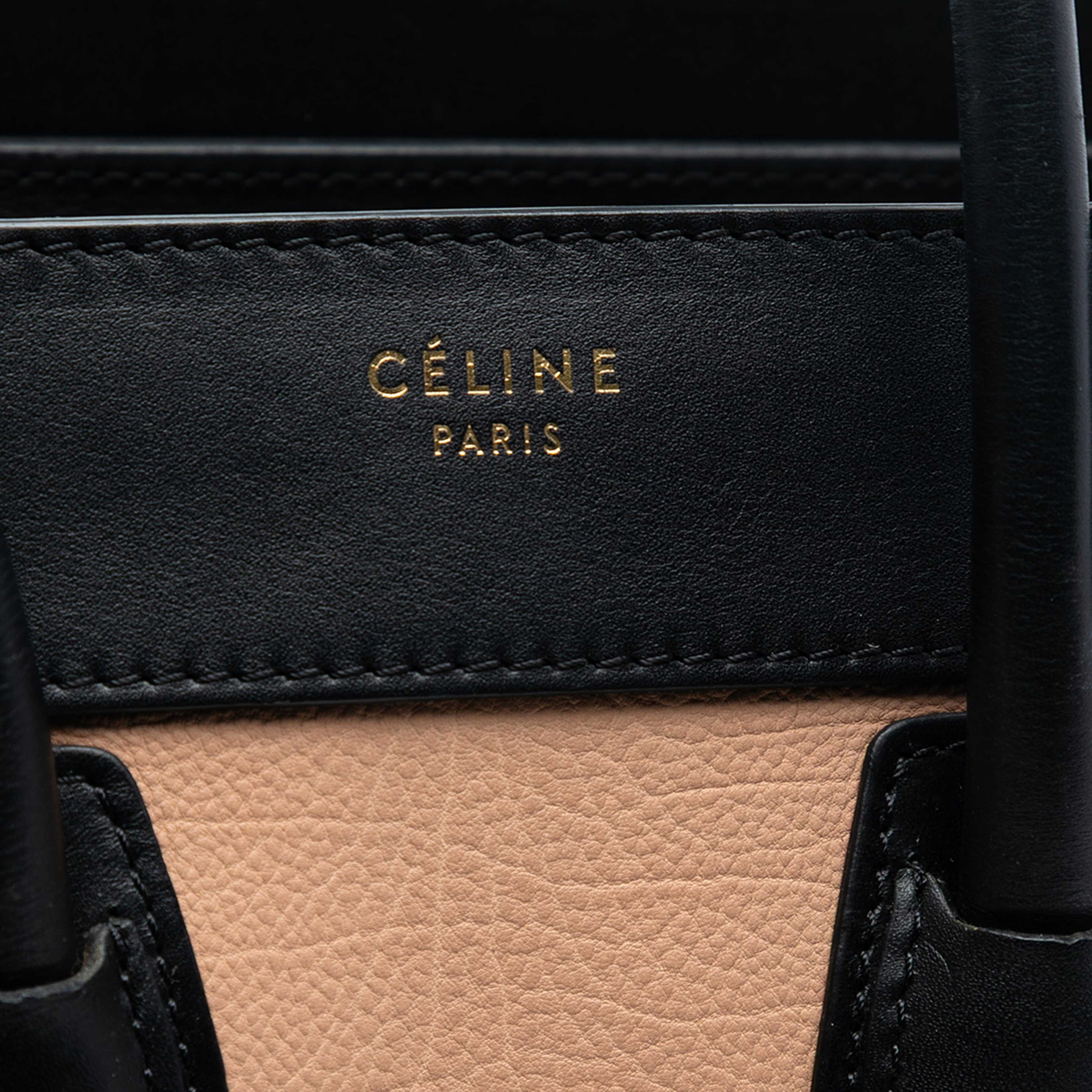 Celine Micro Tricolor Leather Luggage Tote, från Luxclusif, i färgen nude. Klicka för att öppna bilden i stort format