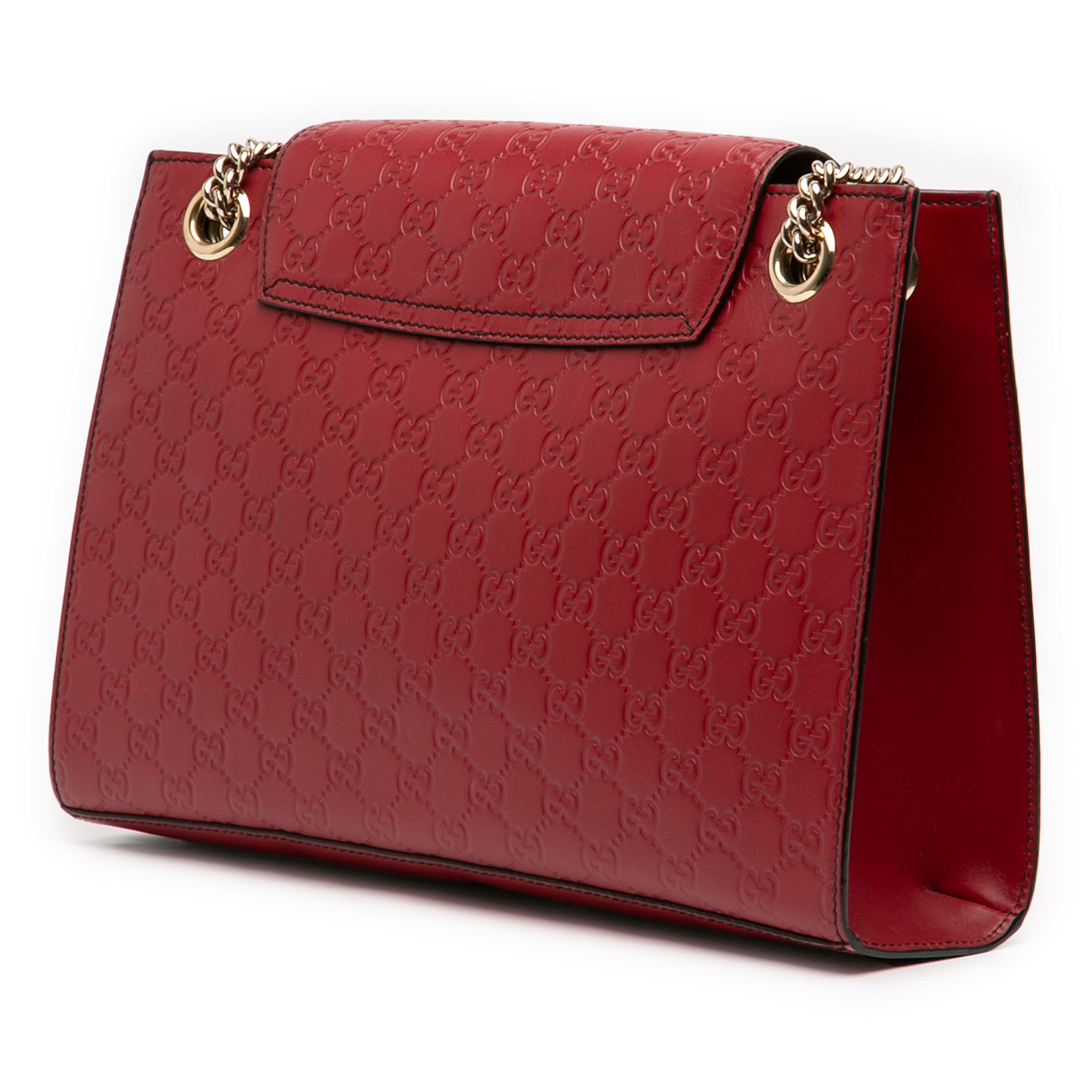 Gucci Large Guccissima Emily Shoulder Bag, från Luxclusif, i färgen red. Klicka för att öppna bilden i stort format