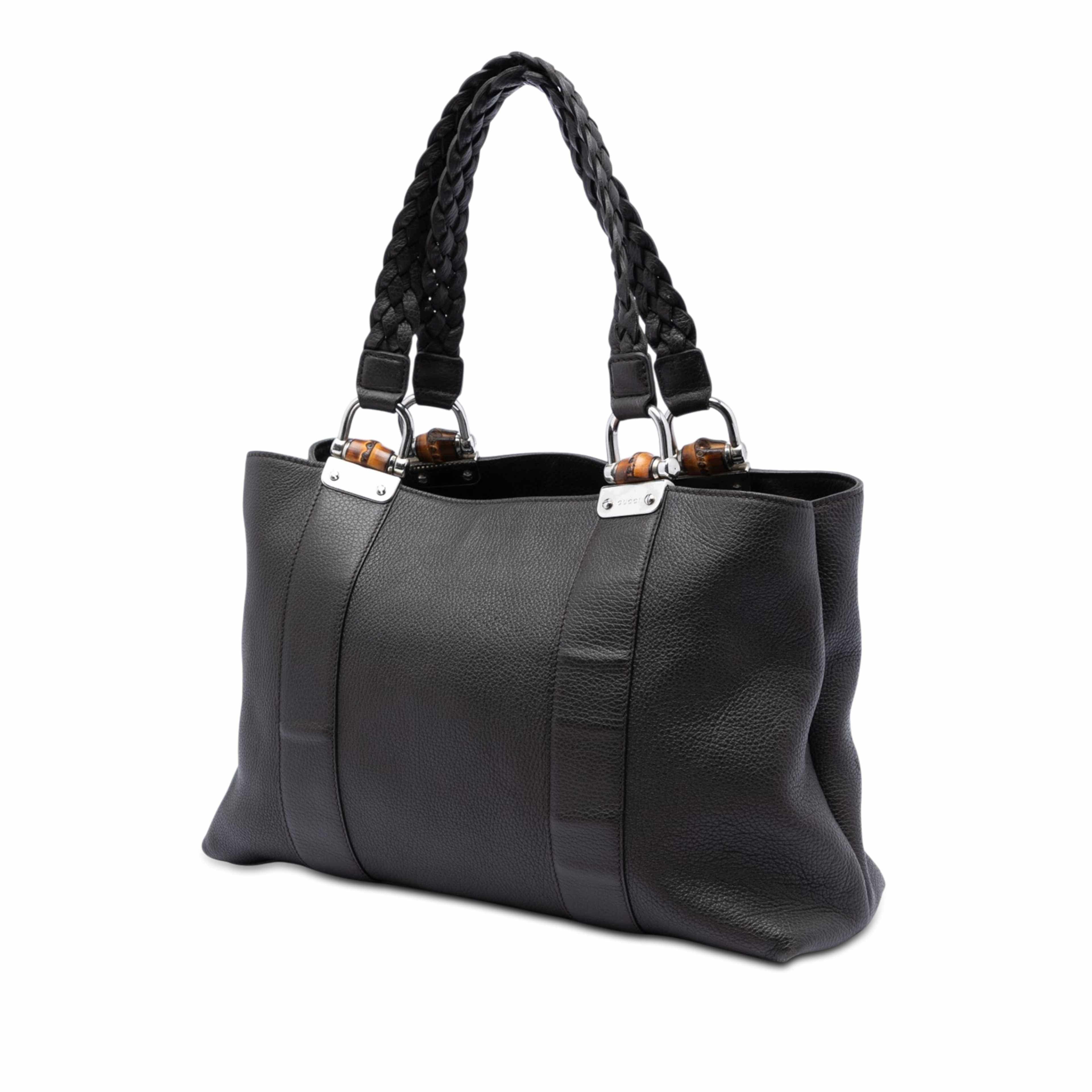 Gucci Medium Calfskin Bamboo Libeccio Tote, från Luxclusif, i färgen brun. Klicka för att öppna bilden i stort format