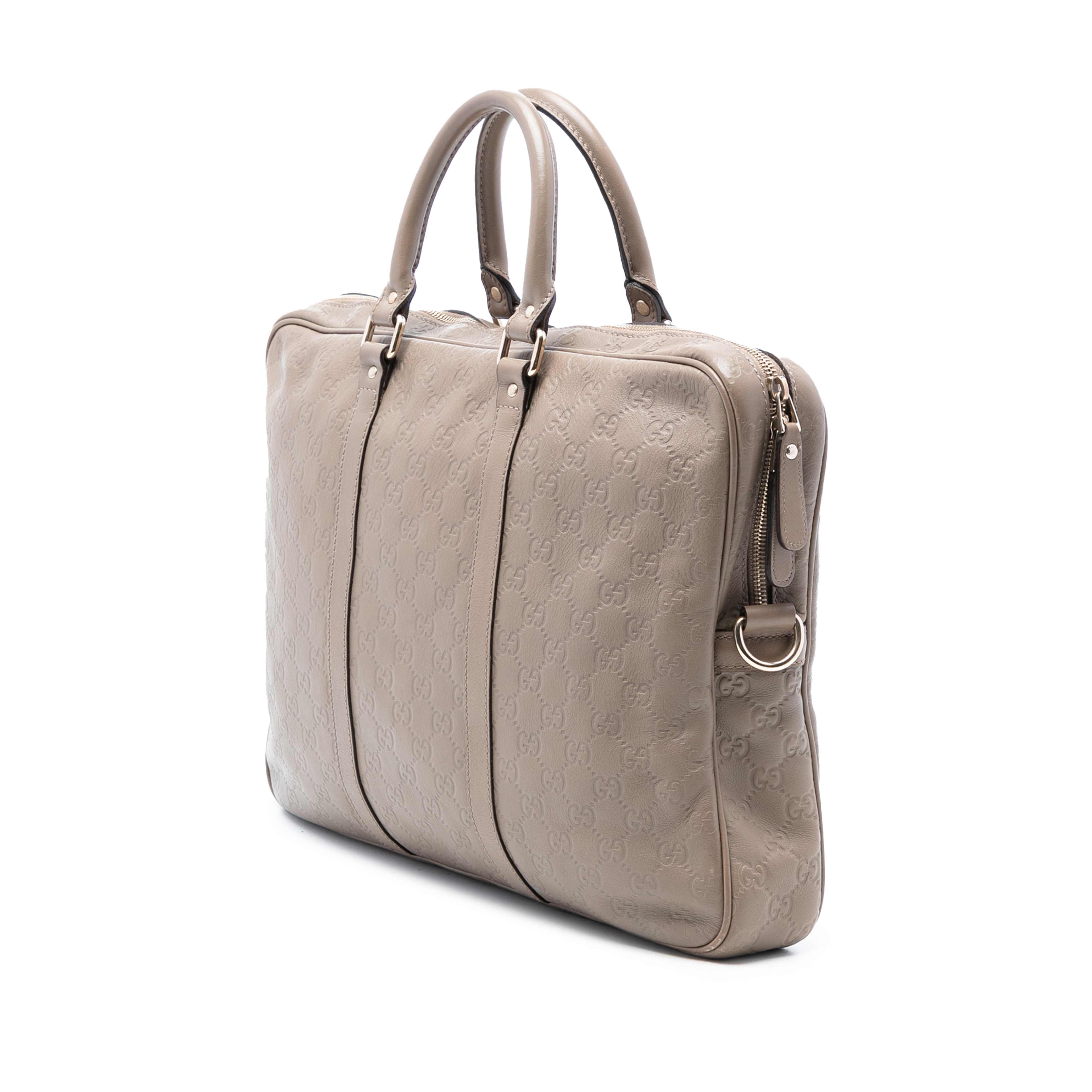 Gucci Guccissima Business Bag, från Luxclusif, i färgen taupe. Klicka för att öppna bilden i stort format