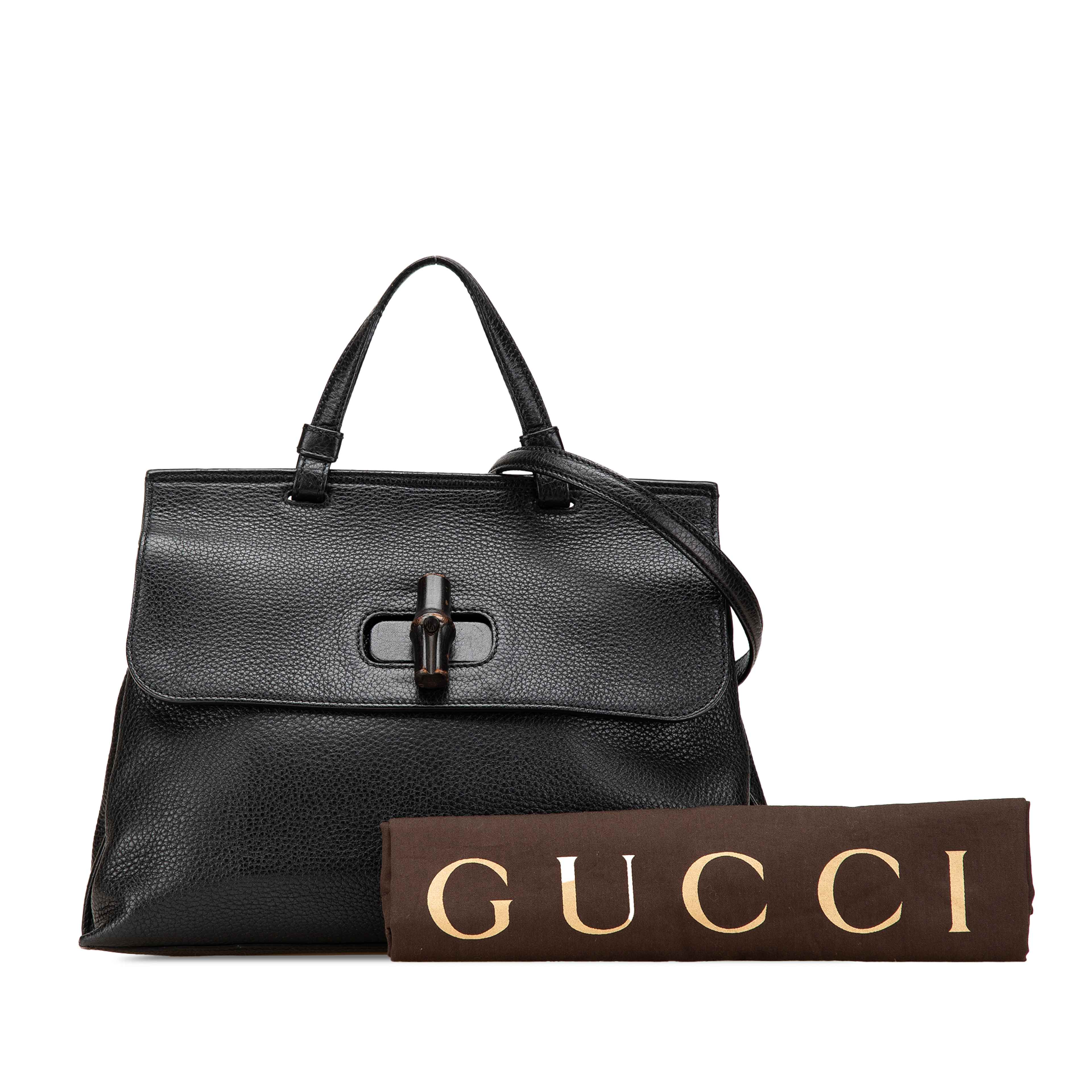 Gucci Medium Calfskin Bamboo Daily Satchel, från Luxclusif, i färgen svart. Klicka för att öppna bilden i stort format