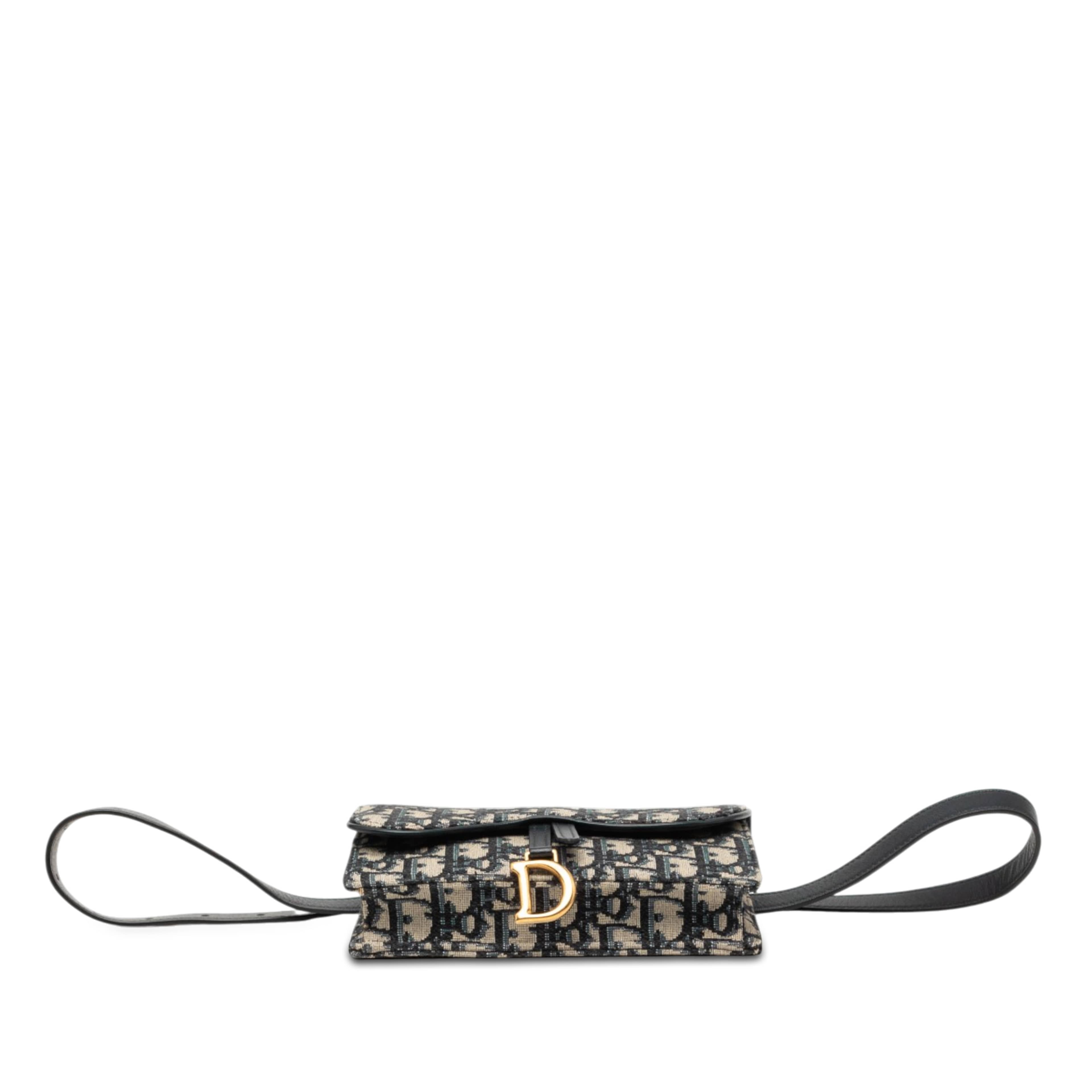 Dior Oblique Canvas Saddle Belt Bag, från Luxclusif, i färgen blå. Klicka för att öppna bilden i stort format
