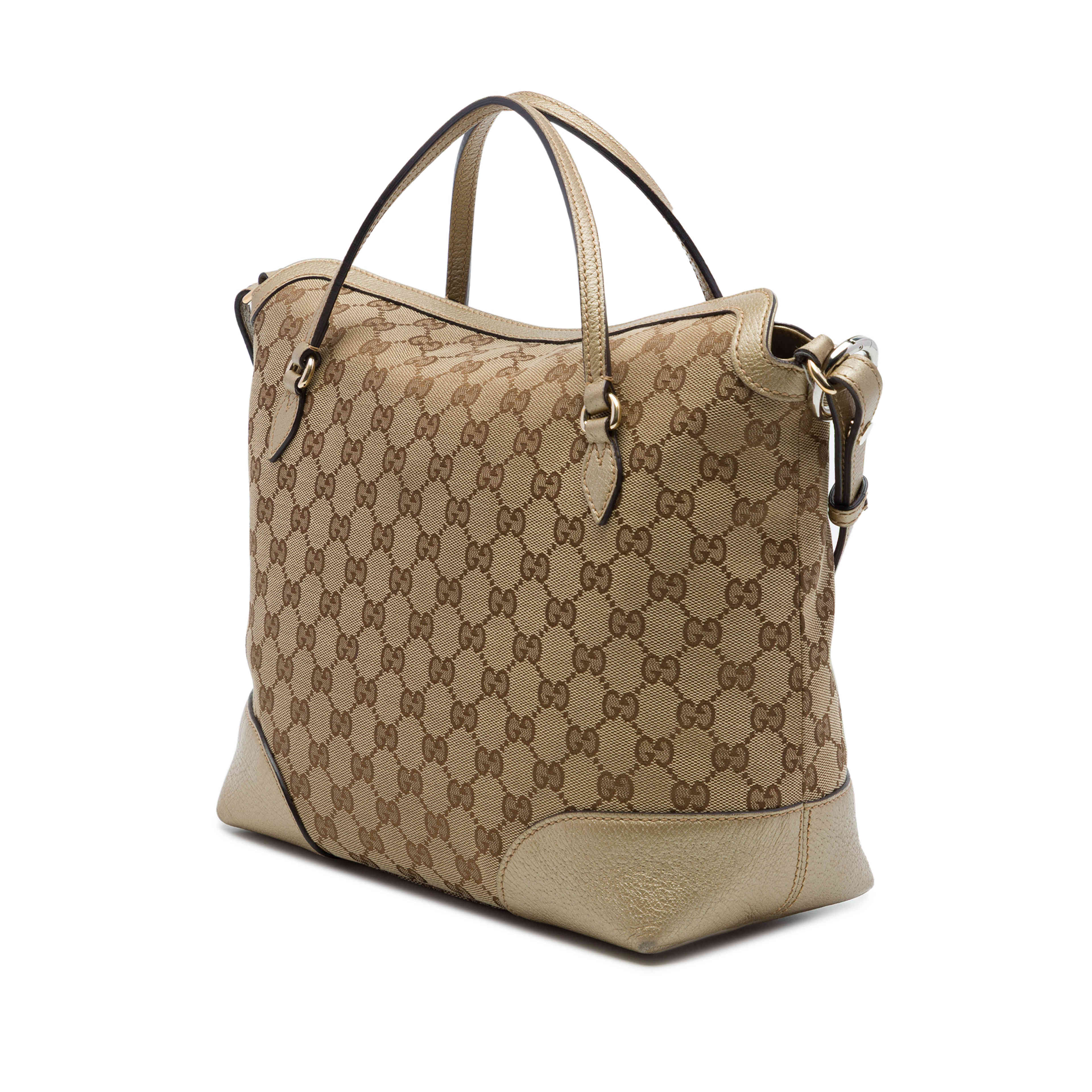 Gucci Medium Gg Canvas Bree Fold Over Tote, från Luxclusif, i färgen beige. Klicka för att öppna bilden i stort format