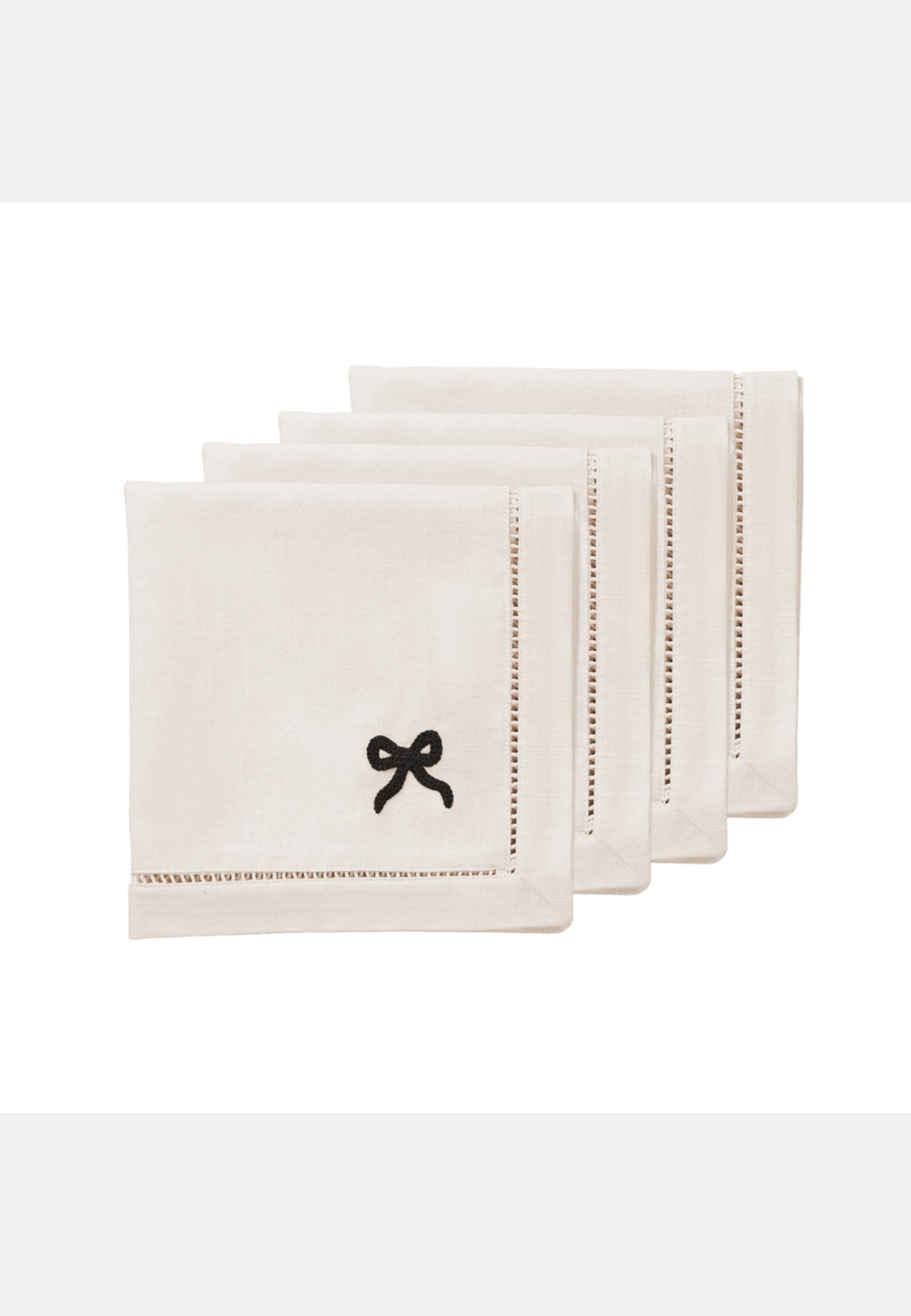 Bow Servett 4 Pack - 45x45 Cm, från Pick A Poppy, i färgen black. Klicka för att öppna bilden i stort format