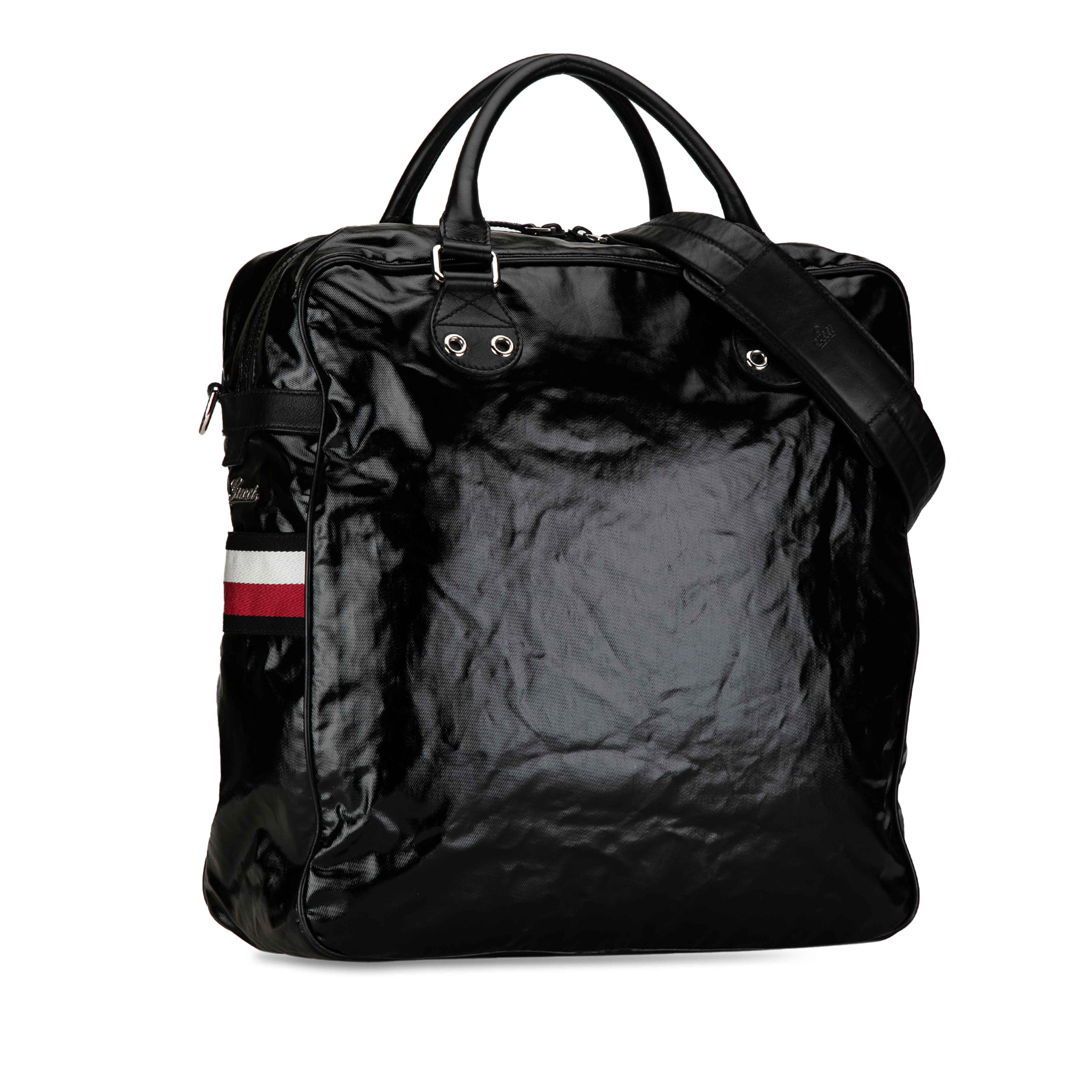 Gucci Web Coated Canvas Satchel, från Luxclusif, i färgen black. Klicka för att öppna bilden i stort format