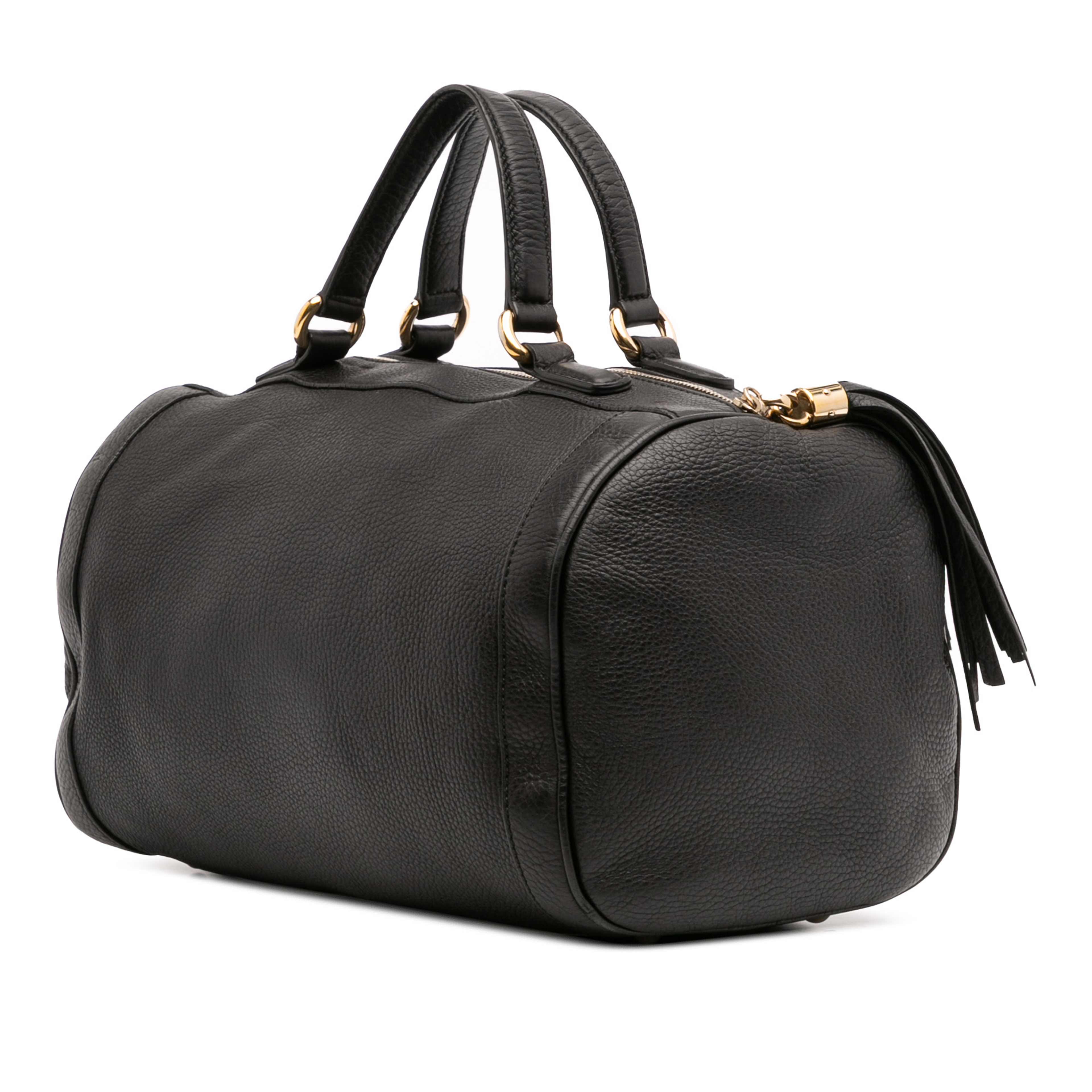 Gucci Medium Pebbled Calfskin Soho Boston Bag, från Luxclusif, i färgen black. Klicka för att öppna bilden i stort format