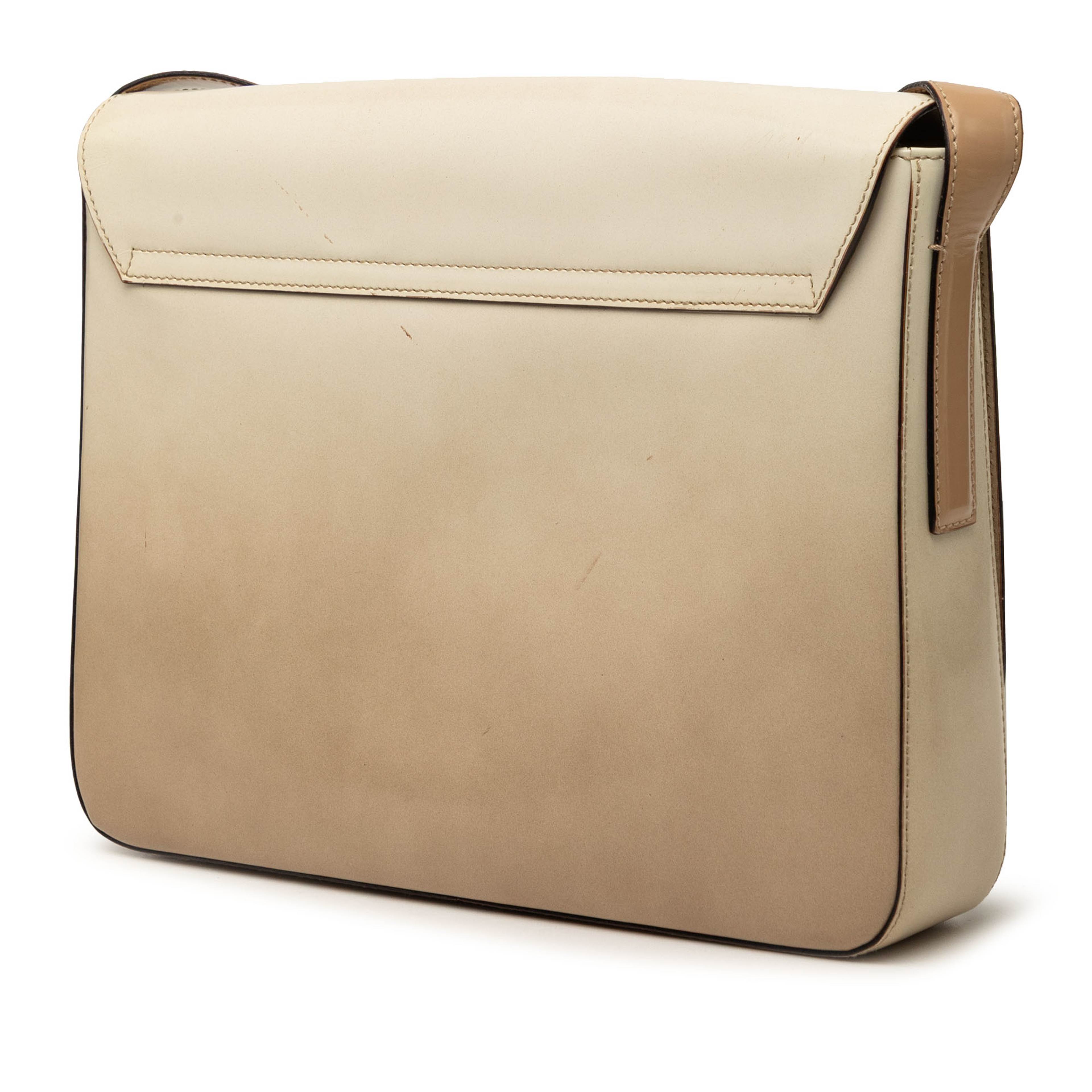 Prada Spazzolato Leather Crossbody, från Luxclusif, i färgen beige. Klicka för att öppna bilden i stort format