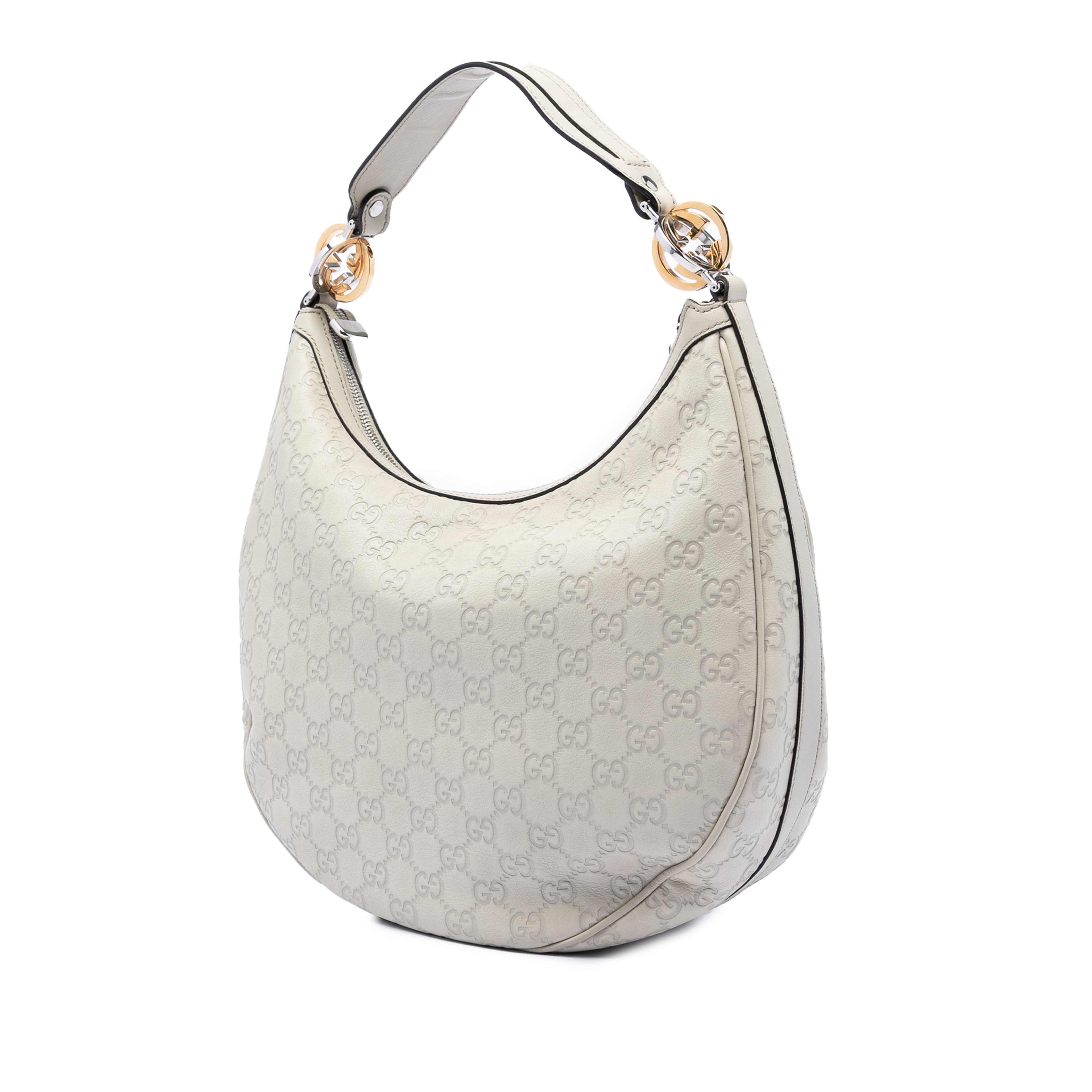 Gucci Medium Guccissima Twins Hobo, från Luxclusif, i färgen white. Klicka för att öppna bilden i stort format