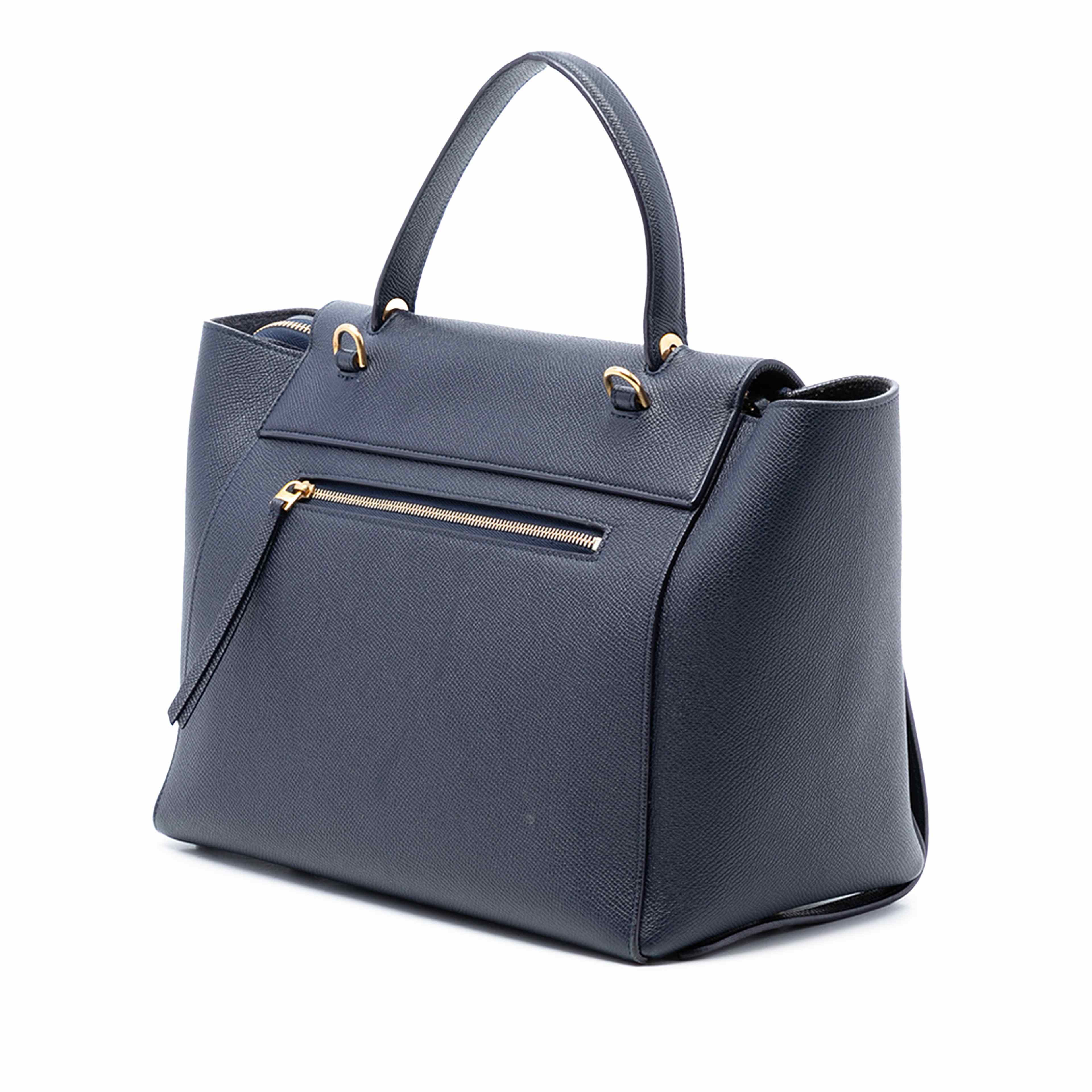 Celine Mini Grained Calfskin Belt Bag, från Luxclusif, i färgen navy. Klicka för att öppna bilden i stort format