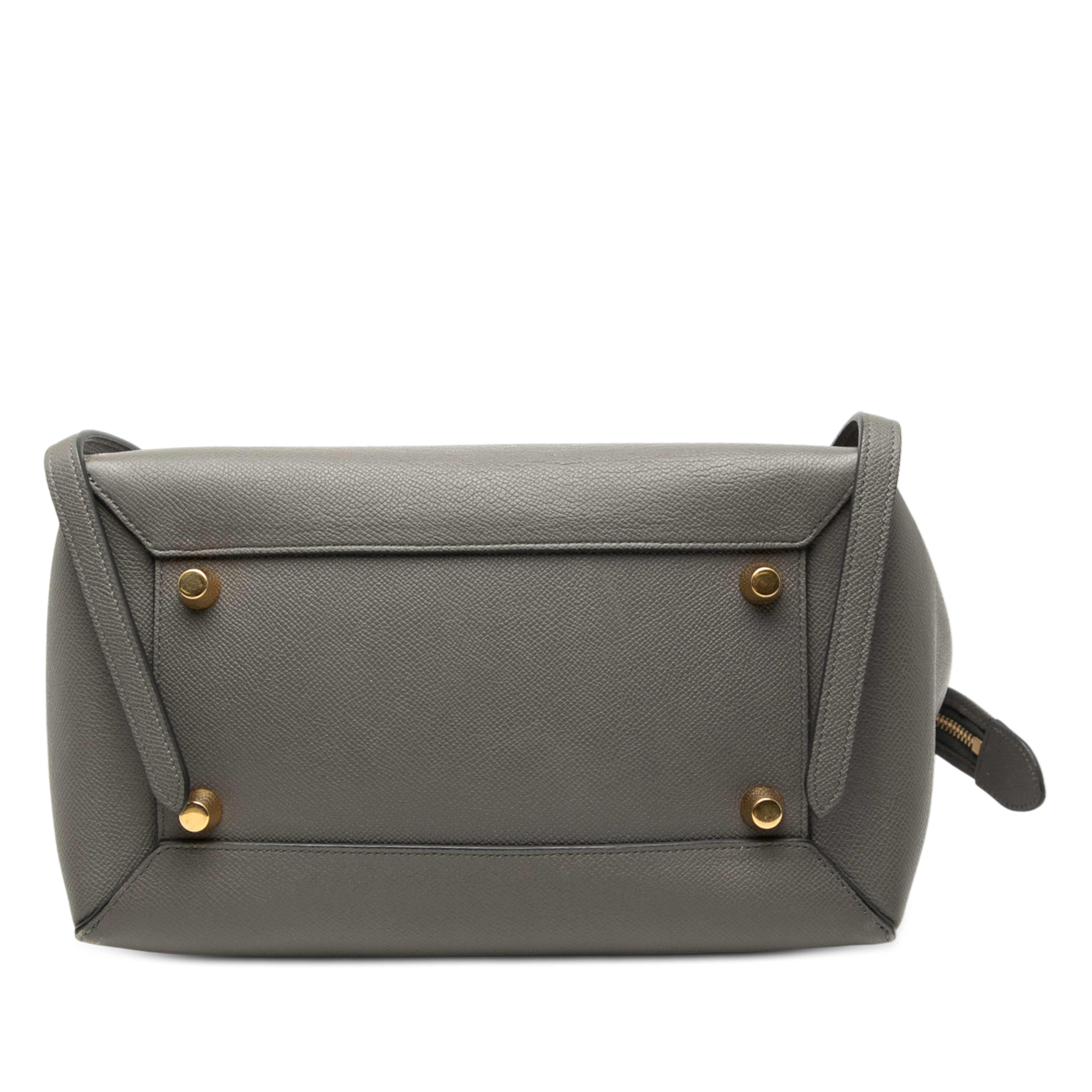 Celine Mini Grained Calfskin Belt Bag, från Luxclusif, i färgen dark gray. Klicka för att öppna bilden i stort format