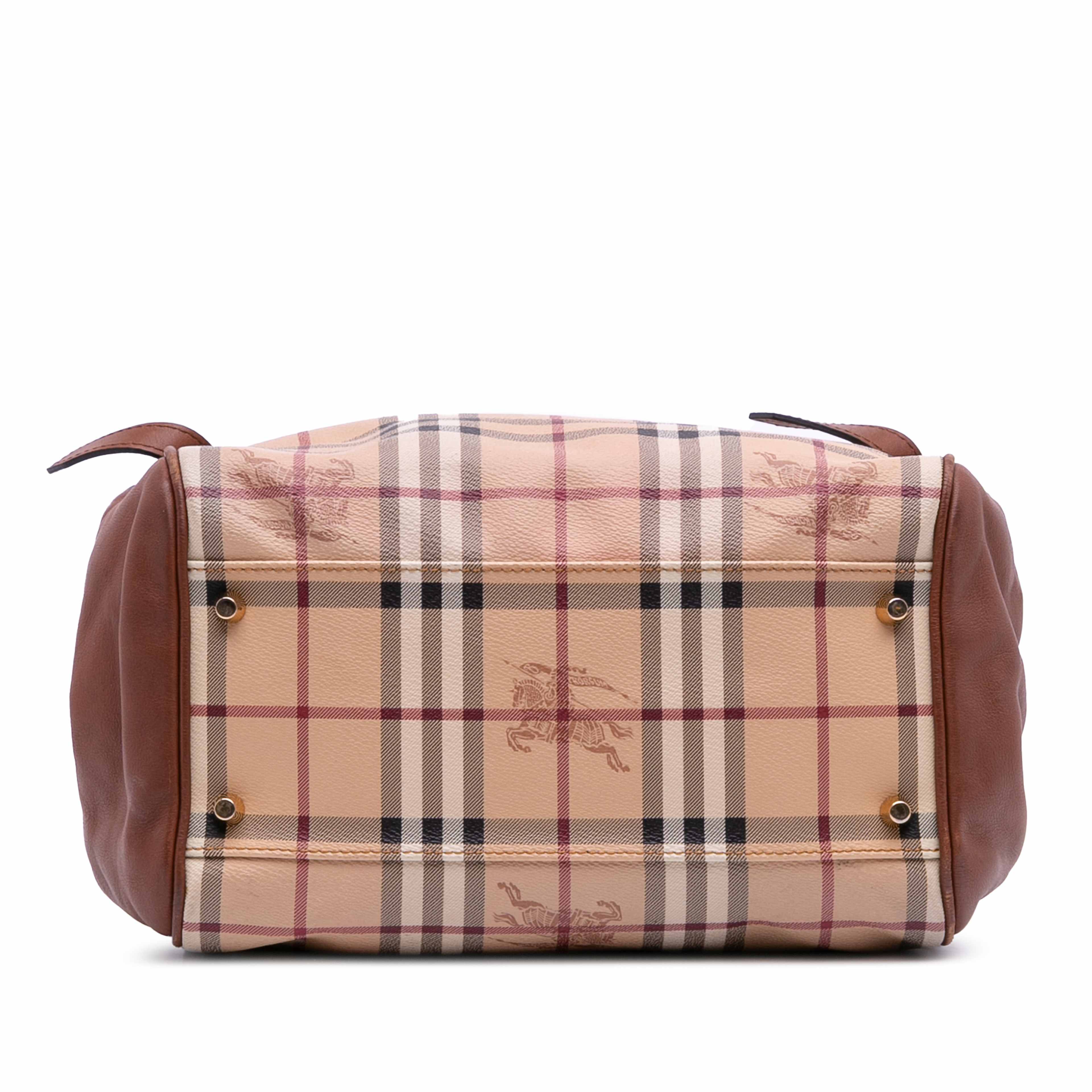 Burberry Small Leather Trimmed Haymarket Check Coated Canvas Canterbury Tote