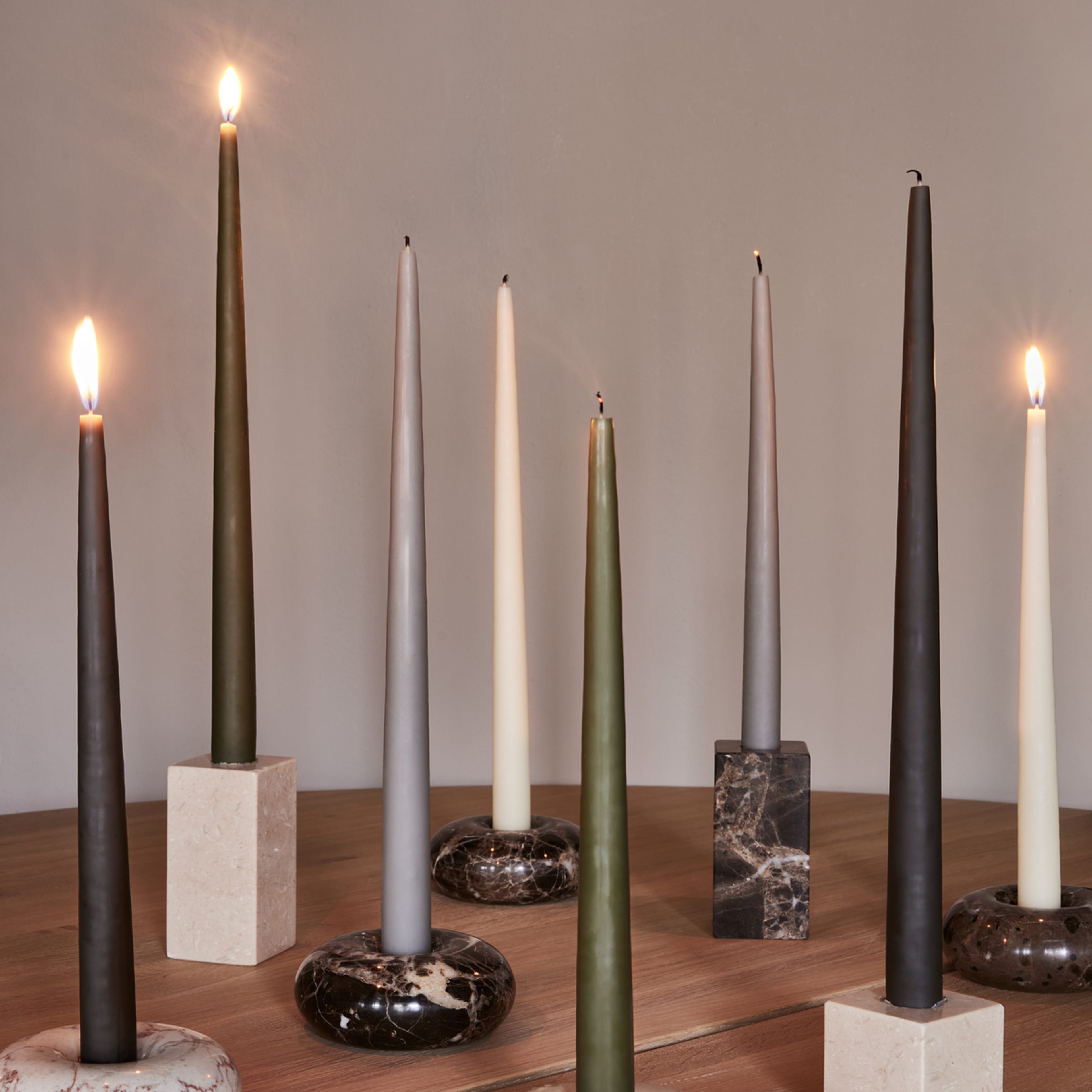 Savi Square Marble Candleholder - High, från OYOY Living, i färgen beige. Klicka för att öppna bilden i stort format