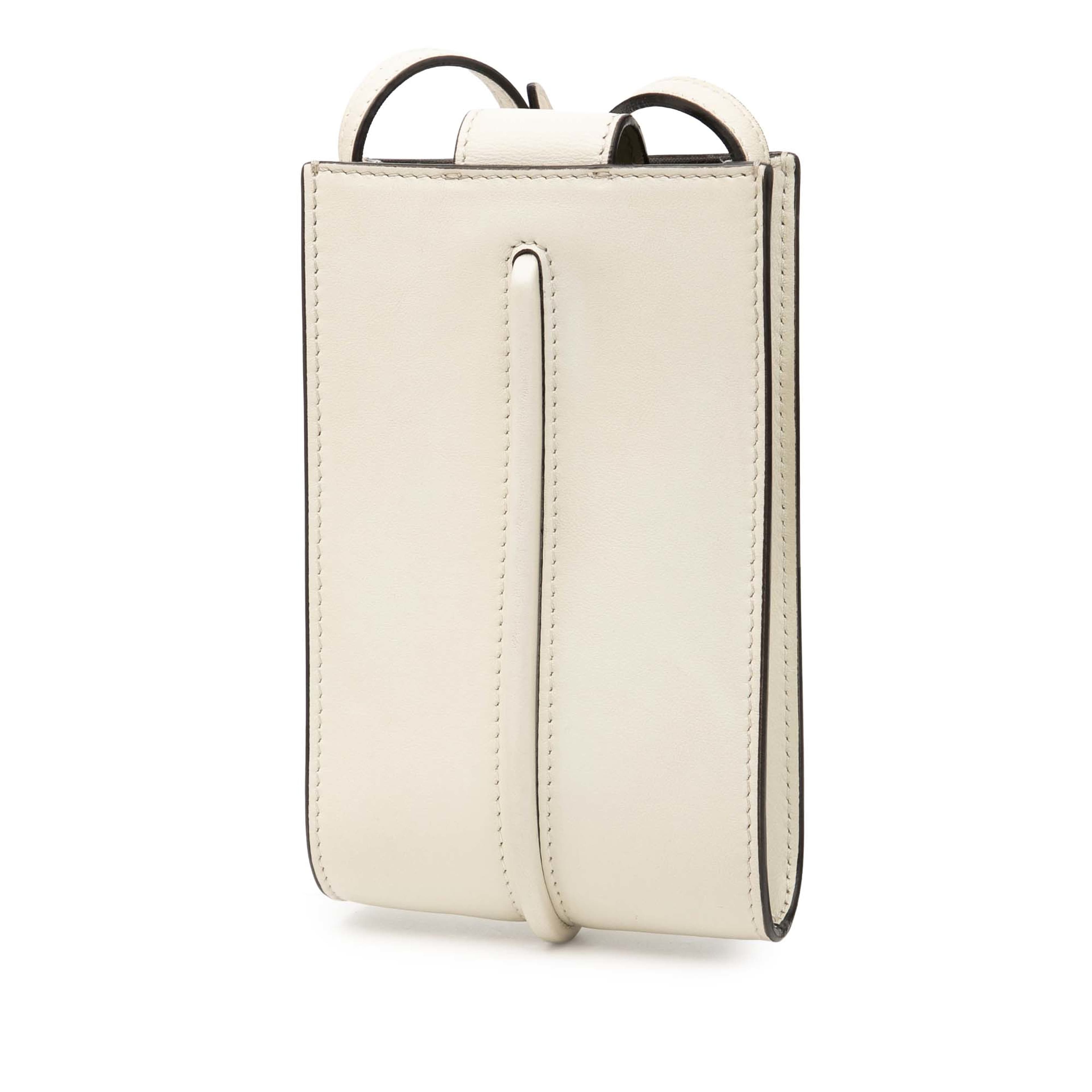 Fendi Leather Fendigraphy Phone Pouch, från Luxclusif, i färgen white. Klicka för att öppna bilden i stort format