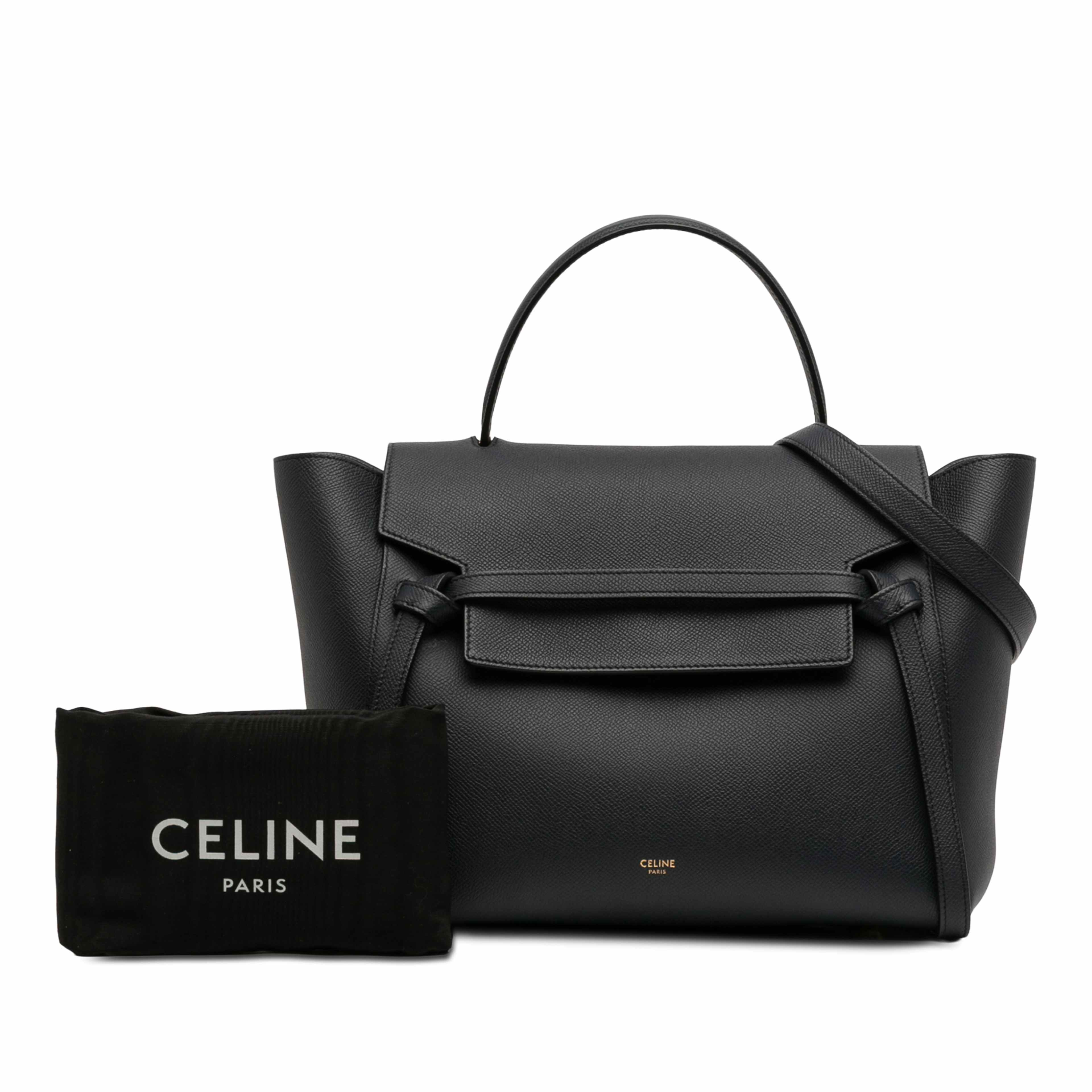 Celine Mini Grained Calfskin Belt Bag, från Luxclusif, i färgen svart. Klicka för att öppna bilden i stort format
