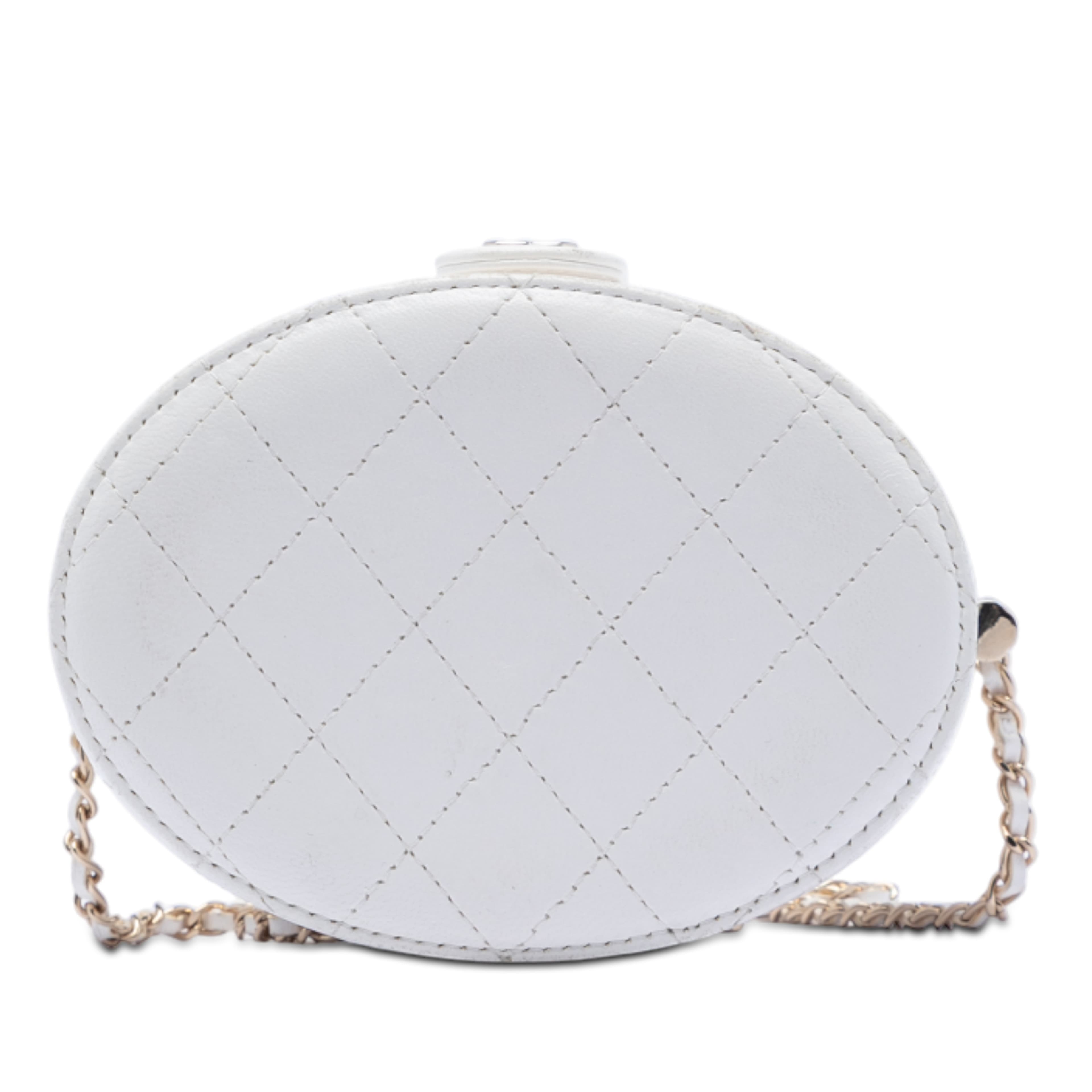 Chanel Small Quilted Lambskin Cc Allure Vanity Case, från Luxclusif, i färgen white. Klicka för att öppna bilden i stort format