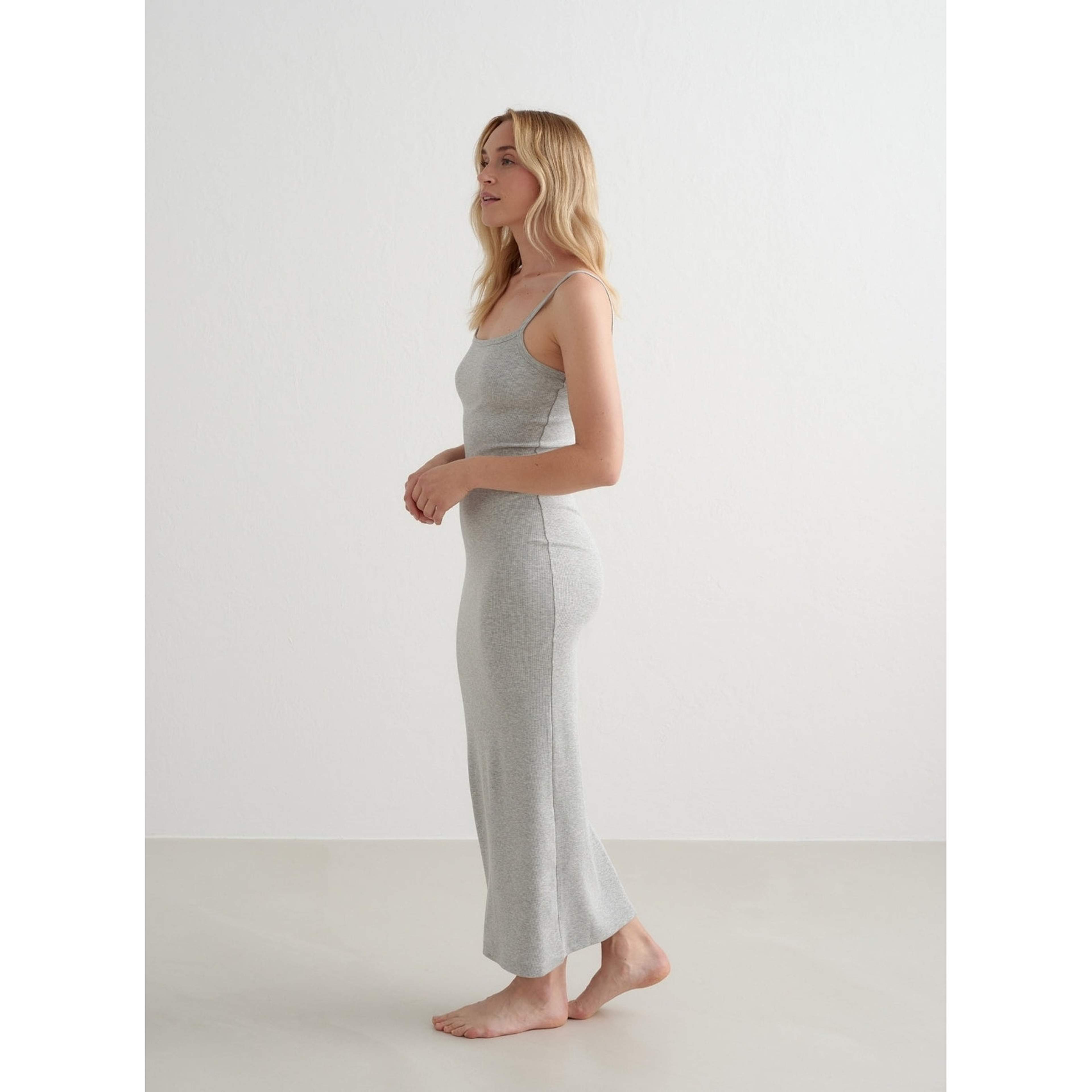 Grey Melange Ease Ribbed Slip Dress