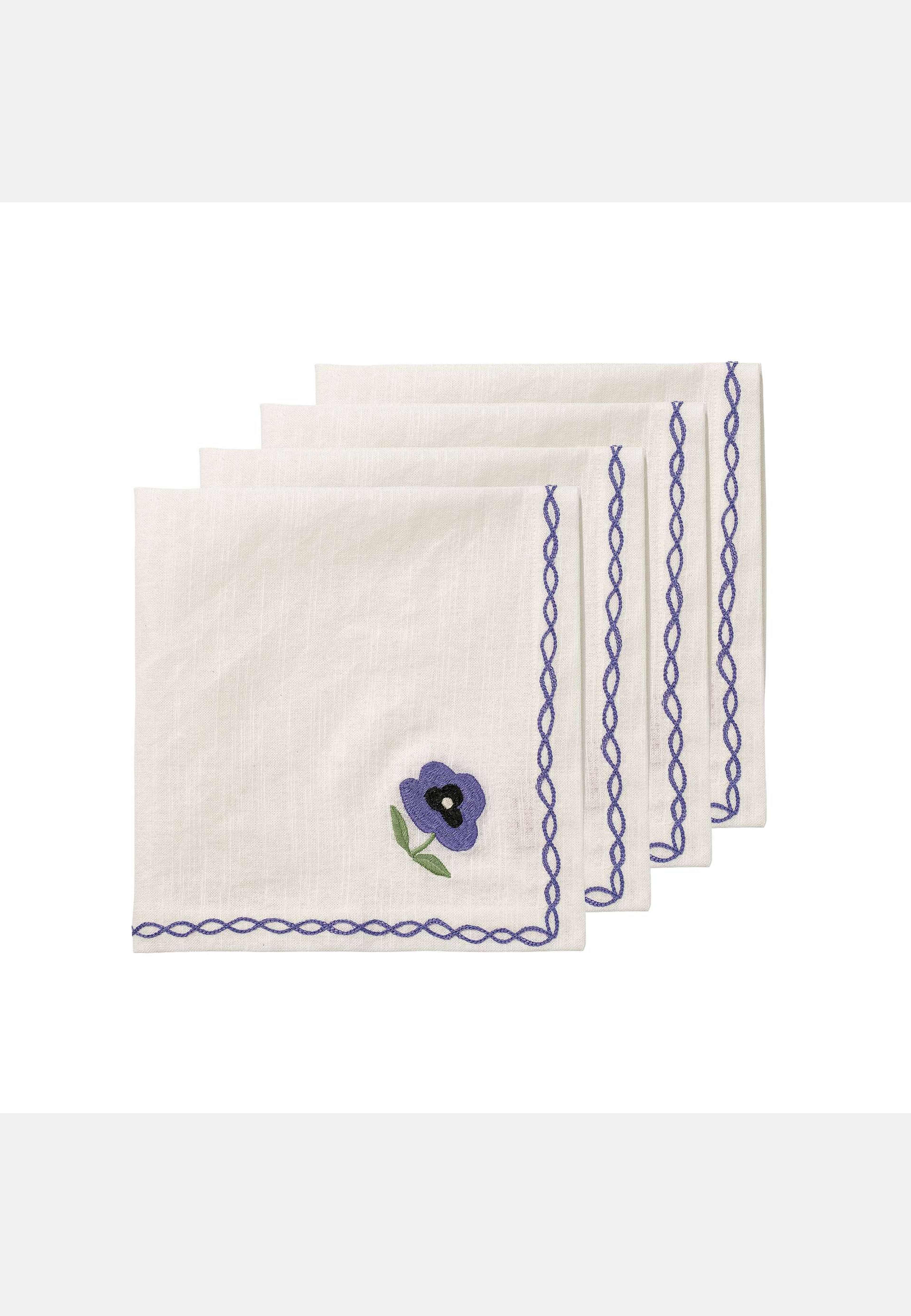 Madelen Möllard Pansy Servett 4-pack - 45x45 Cm, från Pick A Poppy, i färgen blue. Klicka för att öppna bilden i stort format