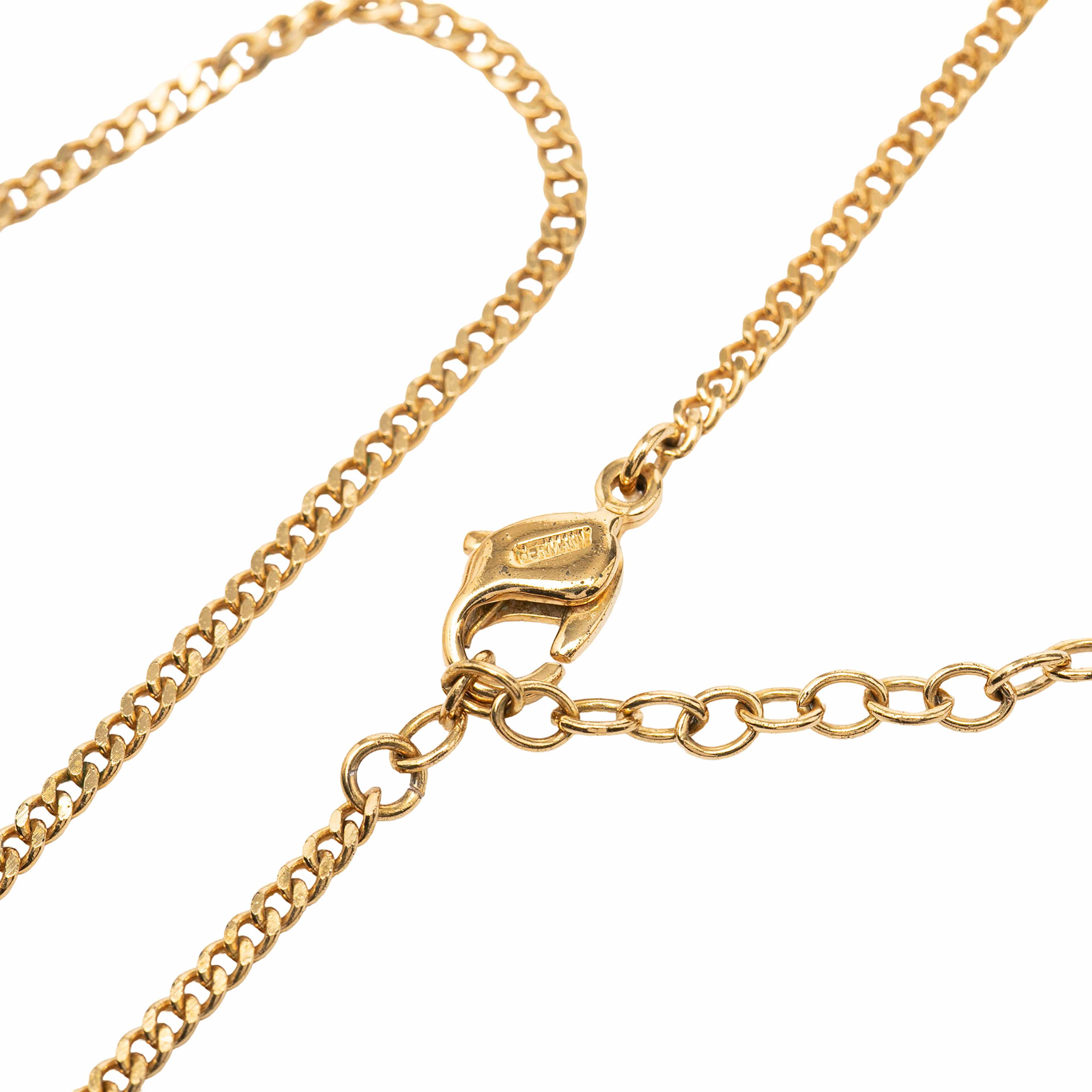 Dior Gold Plated Rhinestone Logo Pendant Necklace, från Luxclusif, i färgen gold. Klicka för att öppna bilden i stort format