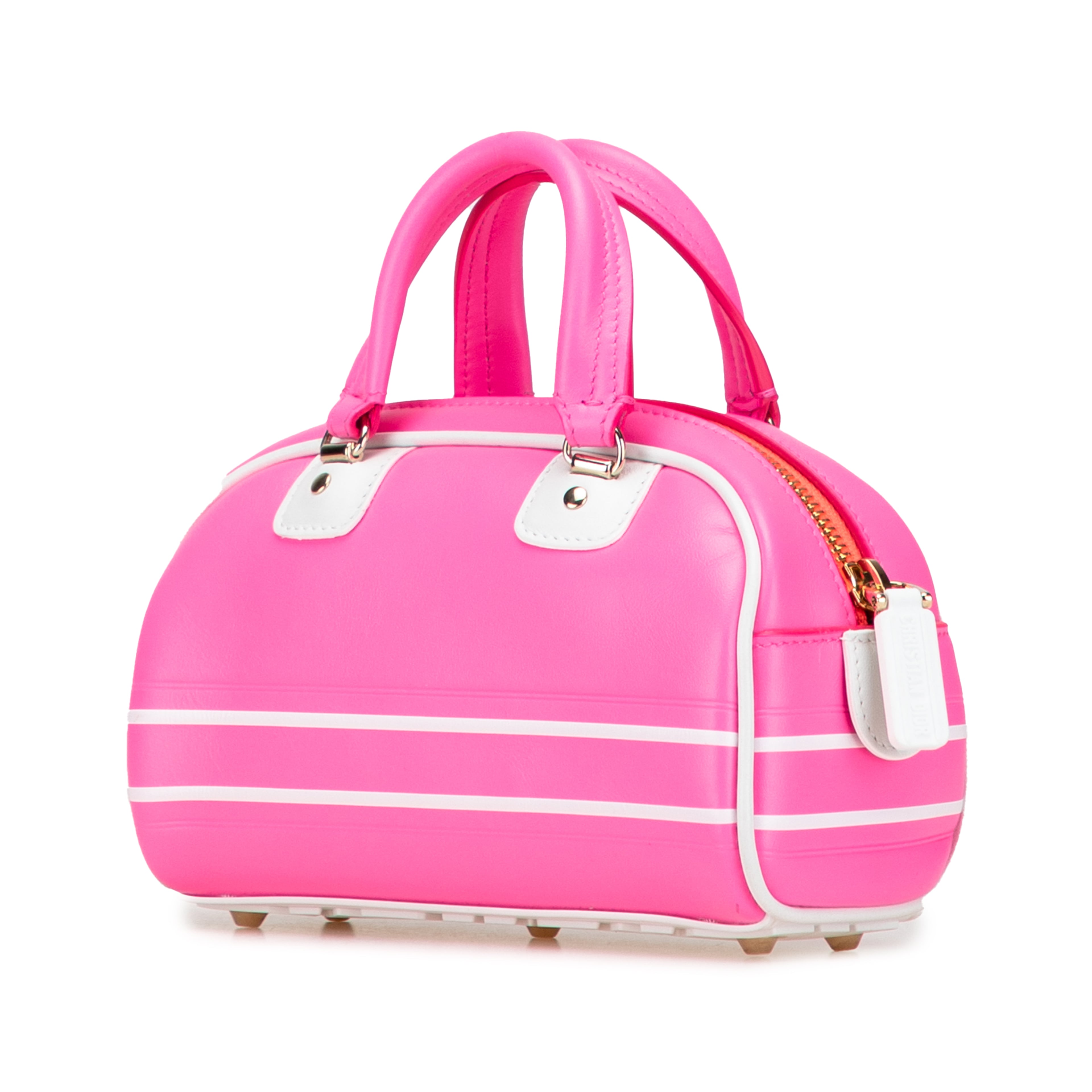 Dior Micro Leather Dior Vibe Zip Bowling Bag, från Luxclusif, i färgen hot pink.