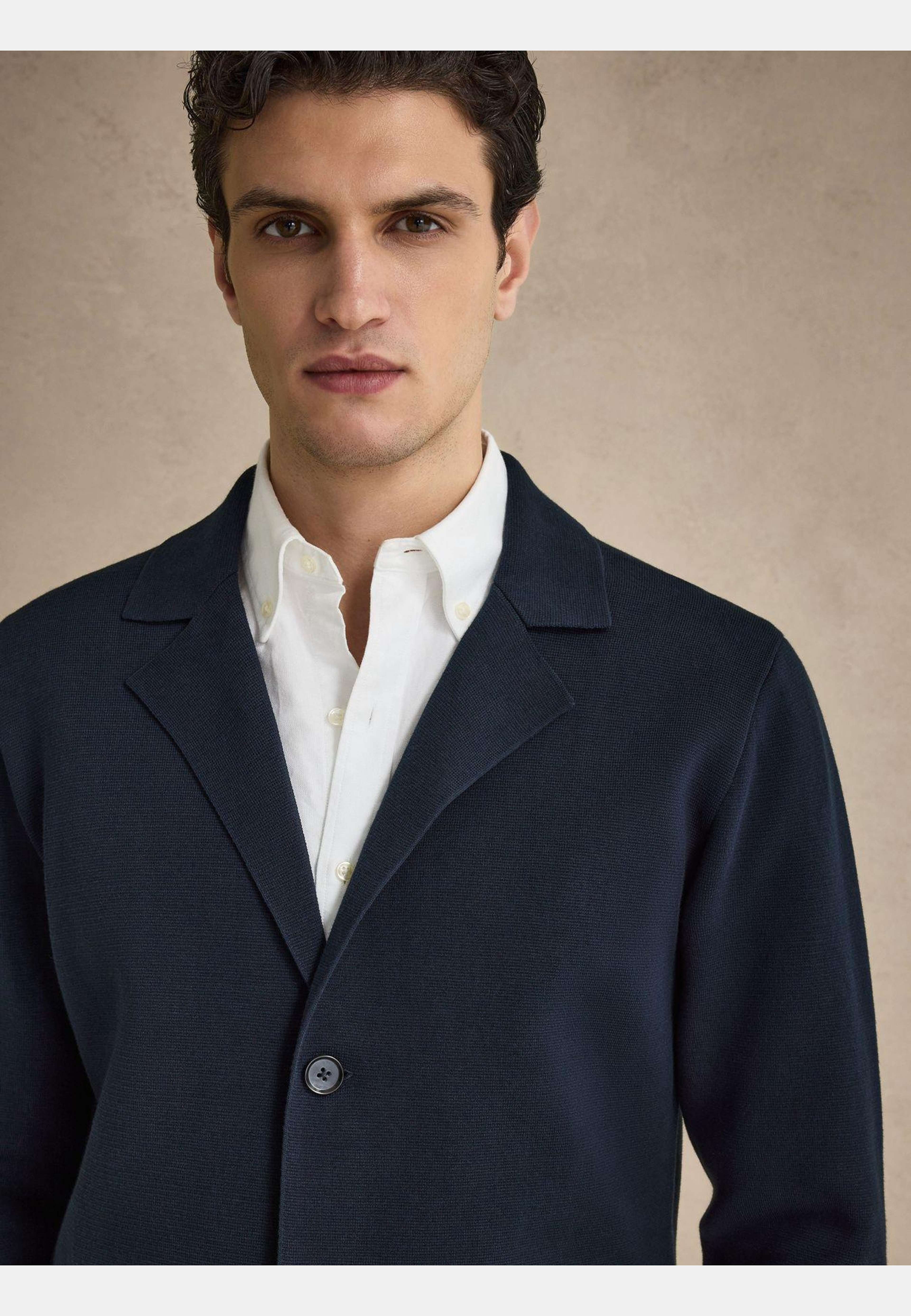 Cotton Knitted Jacket (rion), från John Henric, i färgen navy blue. Klicka för att öppna bilden i stort format