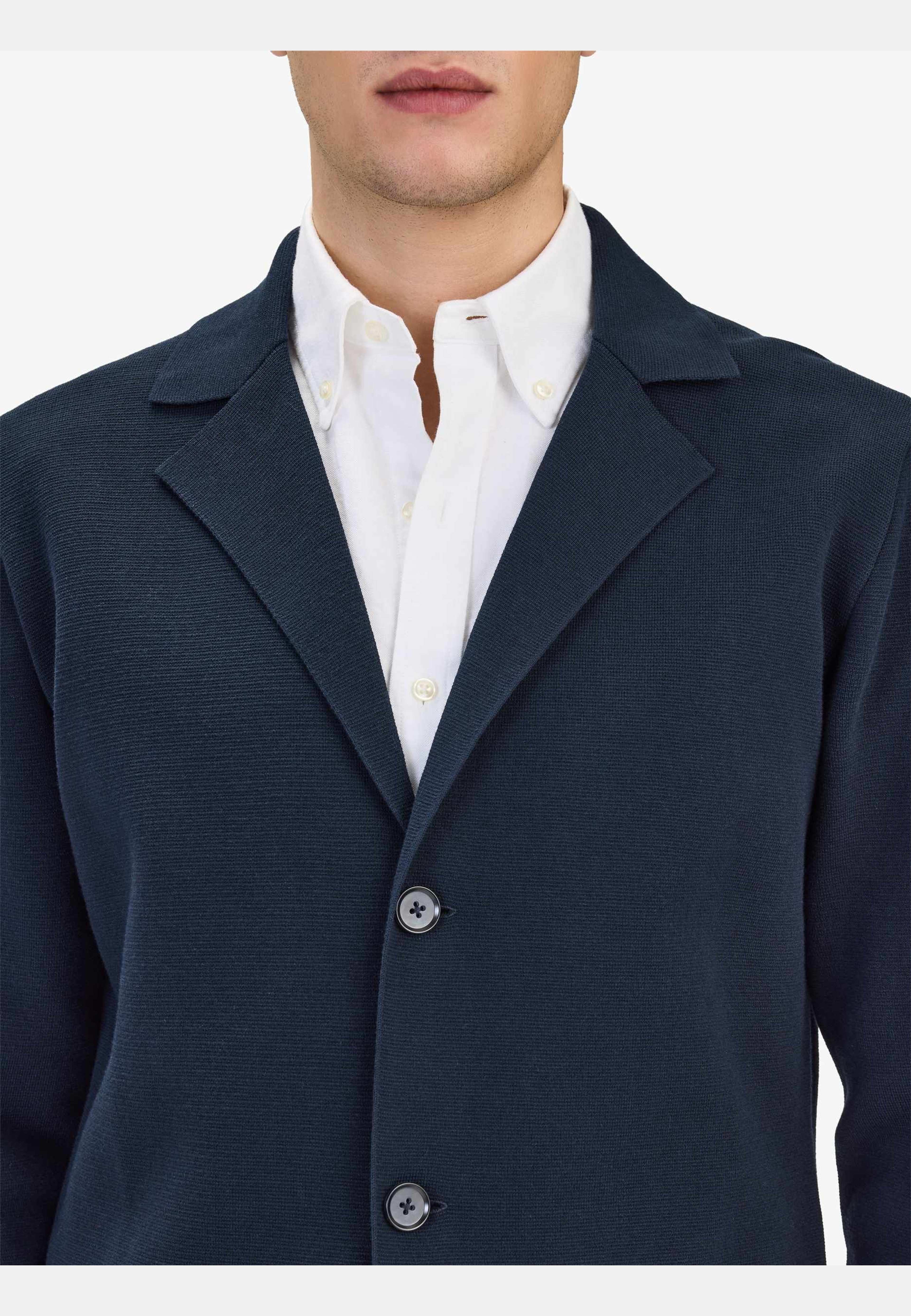 Cotton Knitted Jacket (rion), från John Henric, i färgen navy blue. Klicka för att öppna bilden i stort format