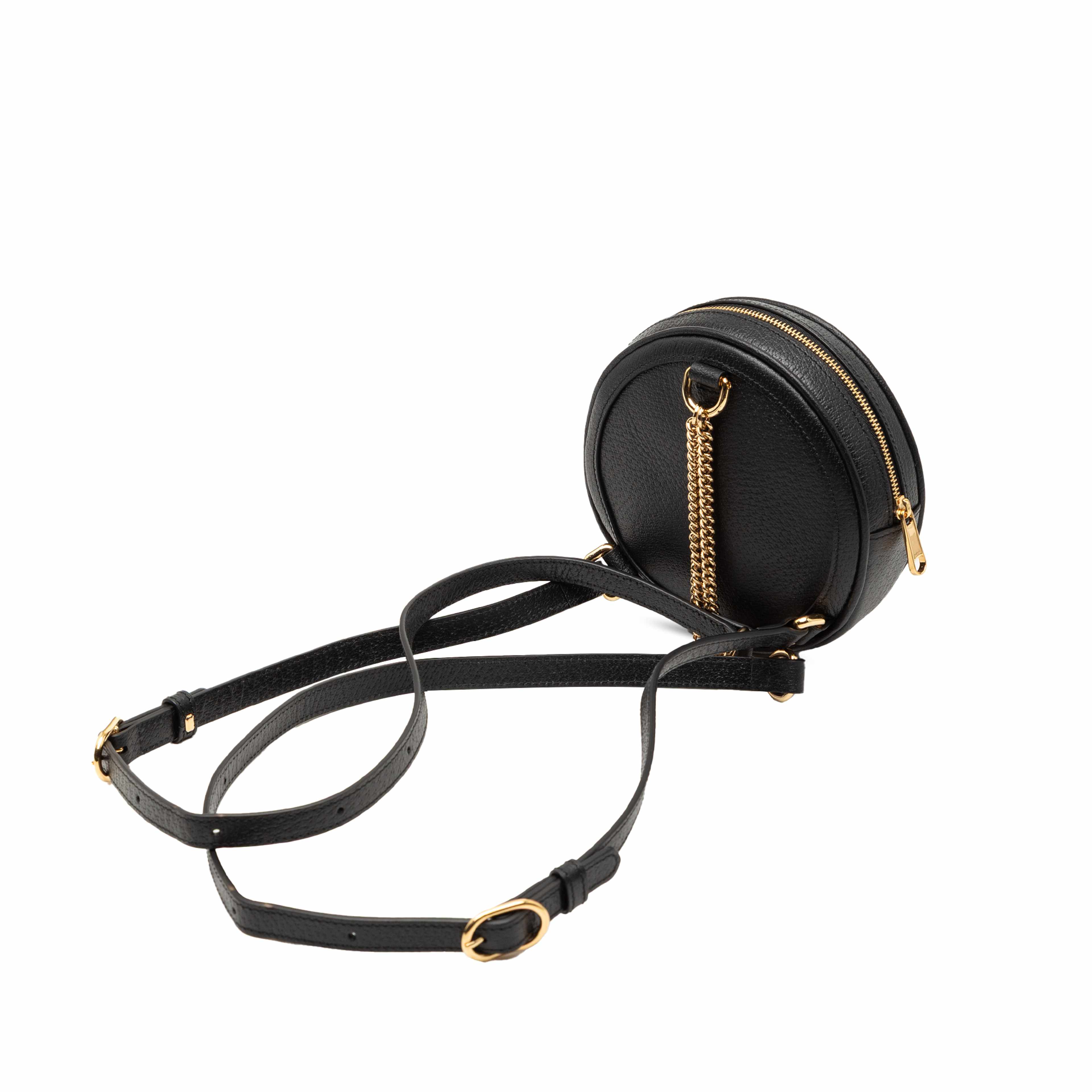 Gucci Mini Leather Round Ophidia Backpack, från Luxclusif, i färgen black. Klicka för att öppna bilden i stort format