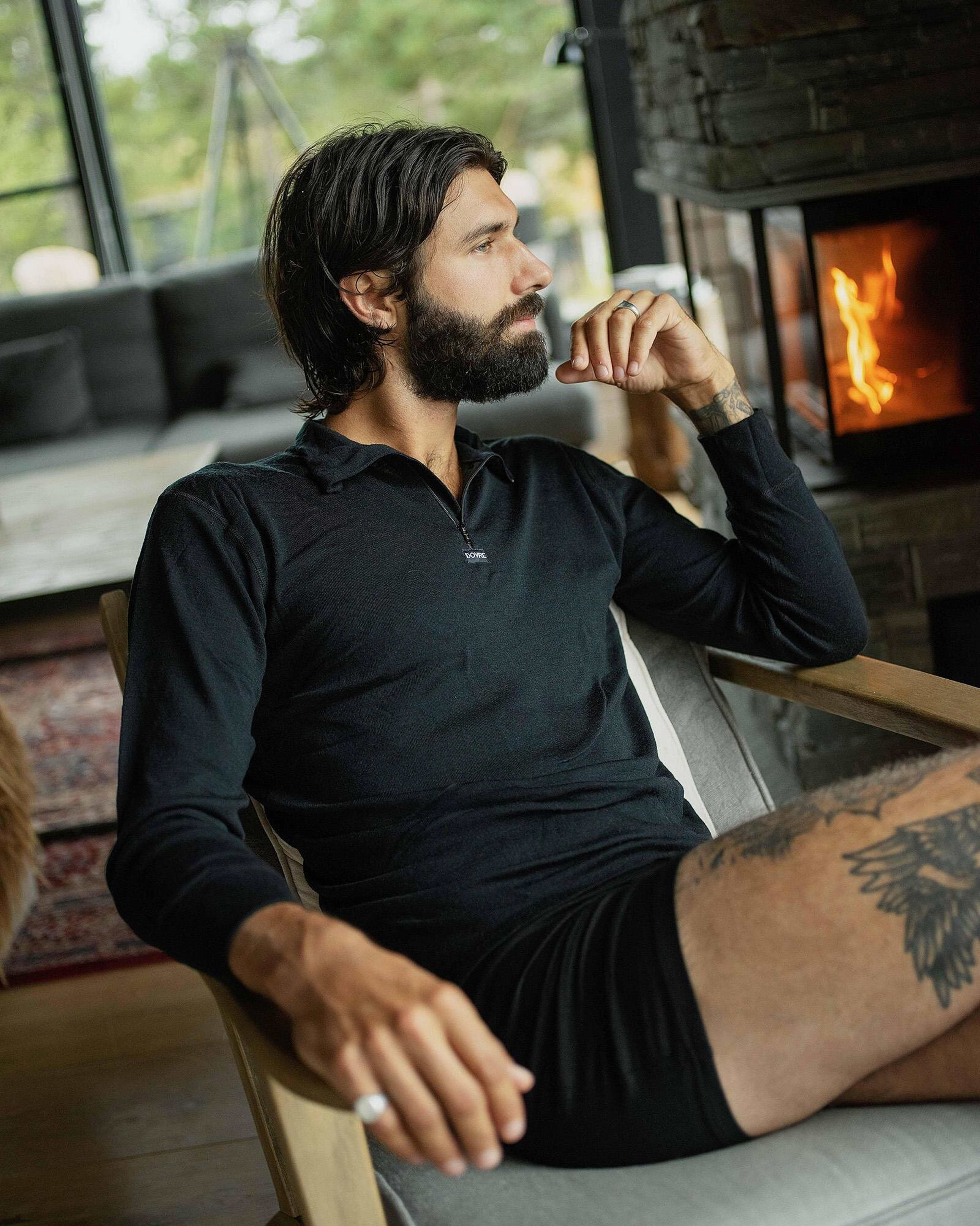 Dovre Ull Långärmad T-shirt Med Zip