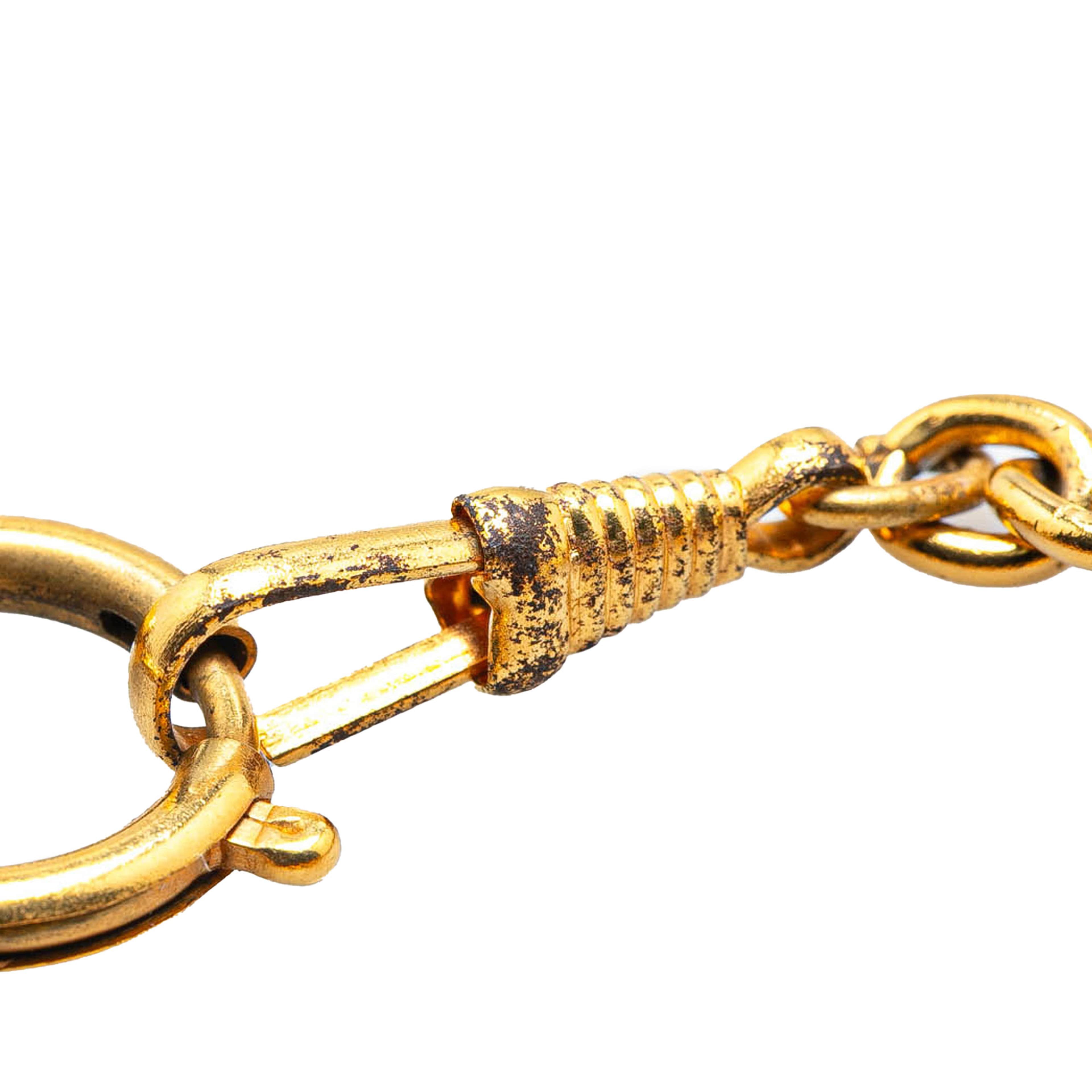 Chanel Gold Plated Quilted Cc Pendant Necklace